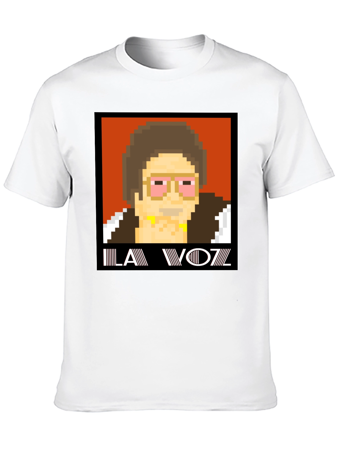Black Retro Pixel Art T-Shirt: LA VOZZ view 10