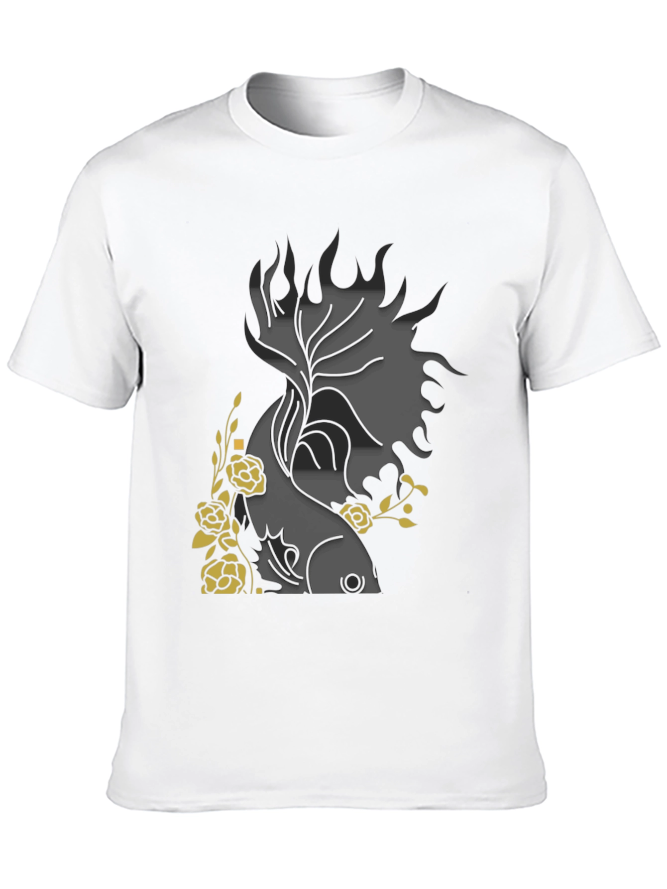 Black Floral Fish Graphic Black T-Shirt view 10