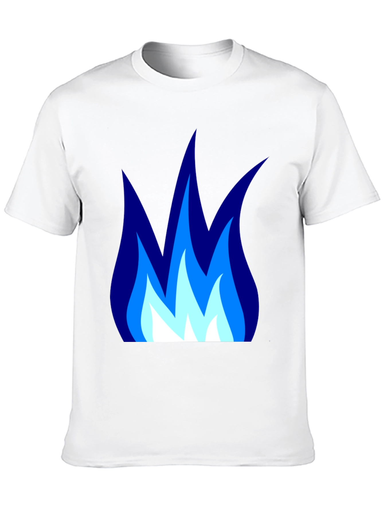 Black Blue Flame Graphic Black T-Shirt - Cool Casual Tee view 10