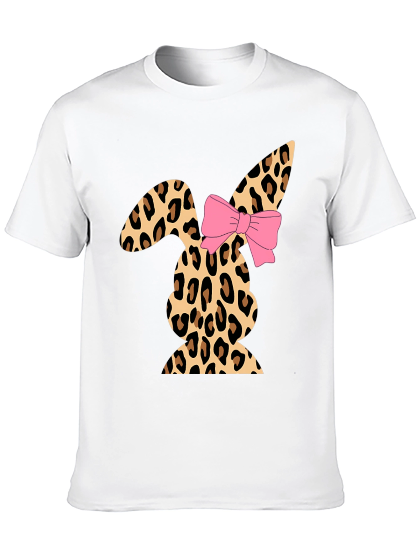Black Leopard Print Easter Bunny T-Shirt with Bow view 10