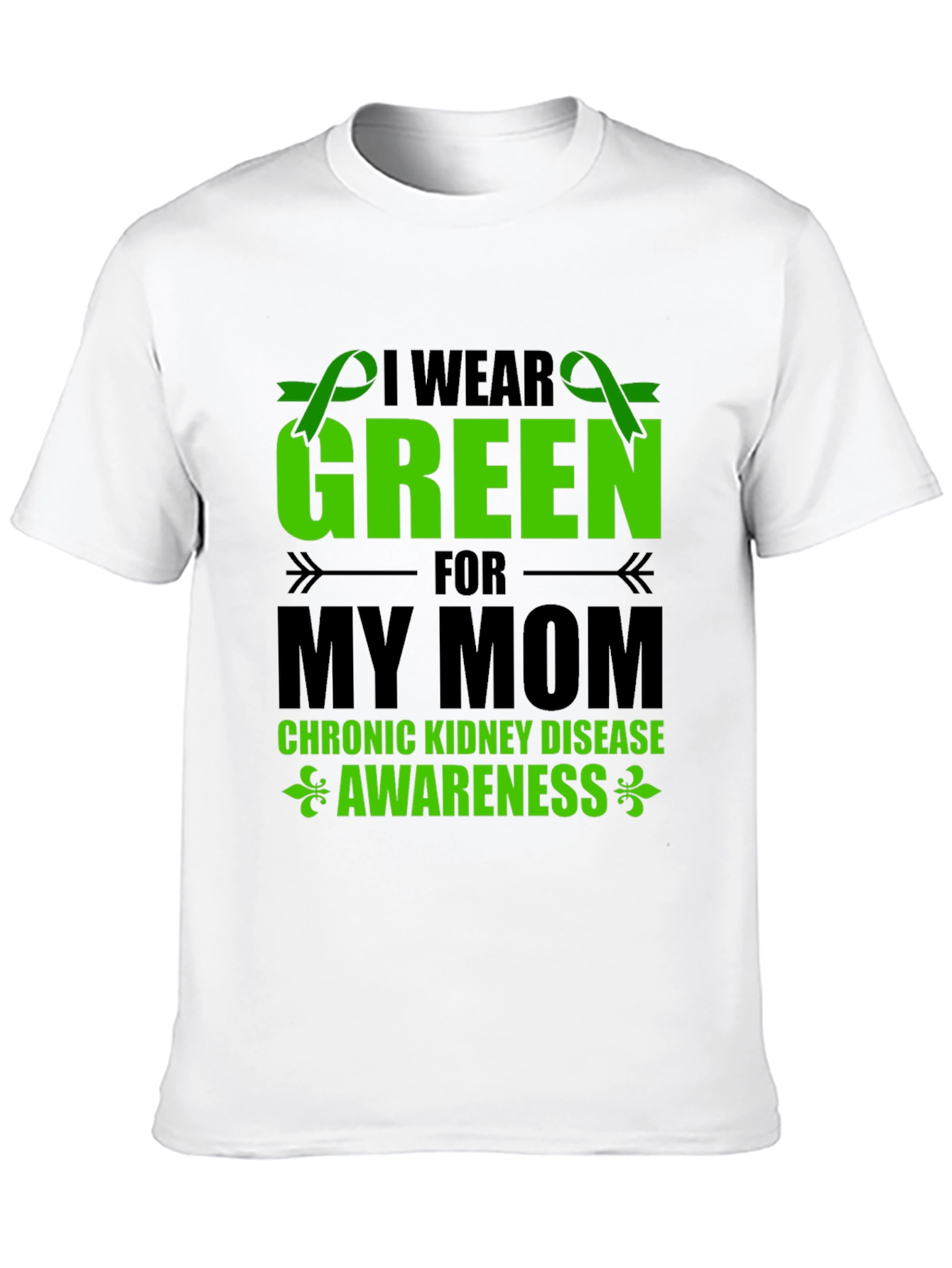 Black I Wear Green For My Mom Kidney Disease Awareness T-Shirt view 10