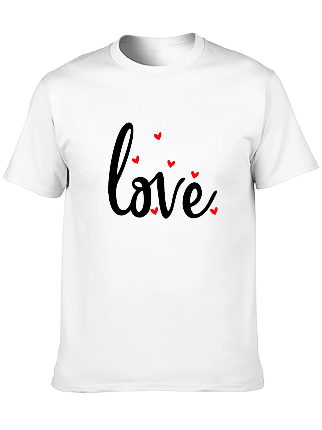 Black Love Heart Print Men's Black T-Shirt view 10