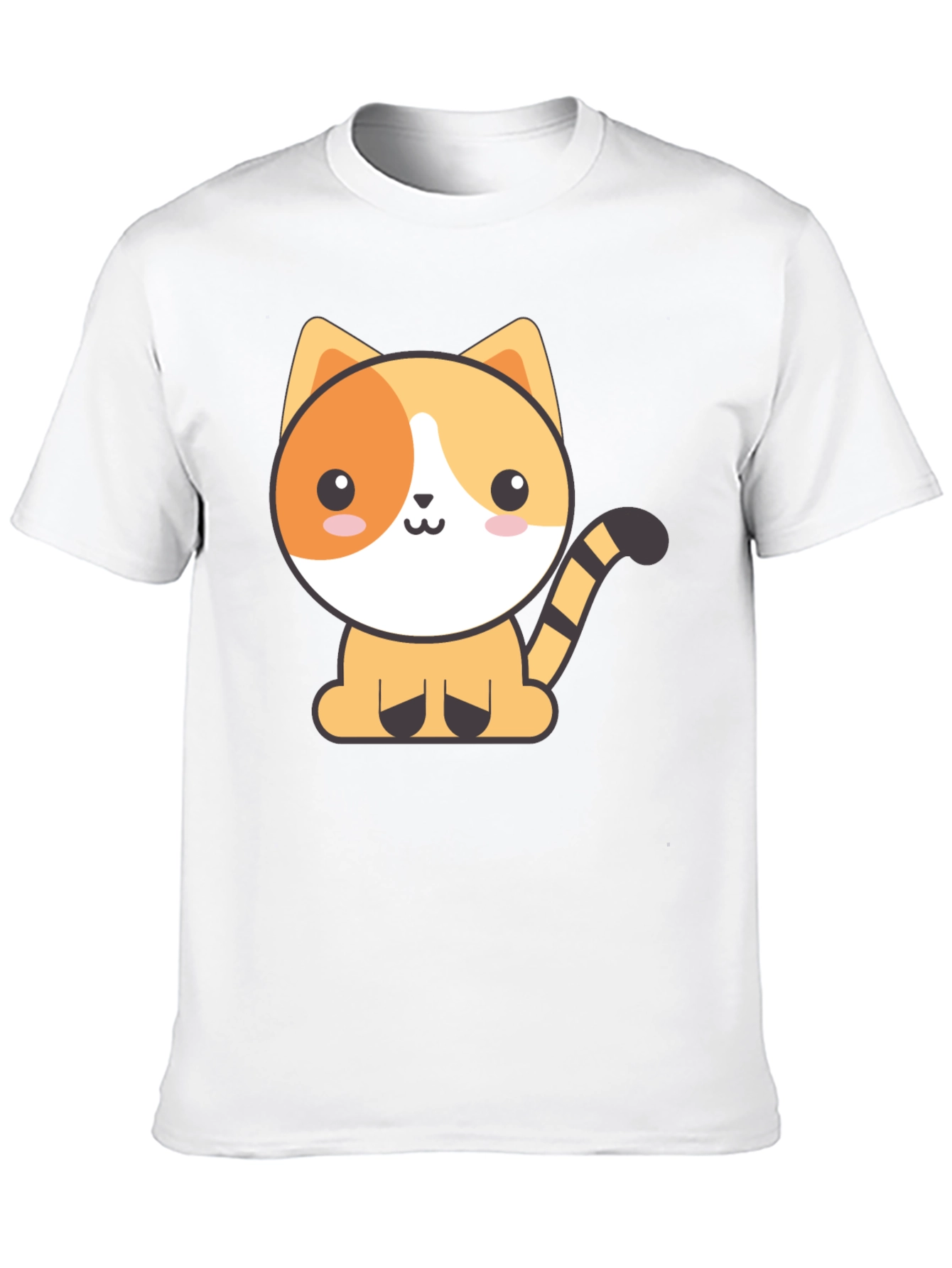 Black Cute Cartoon Cat Black T-Shirt view 10