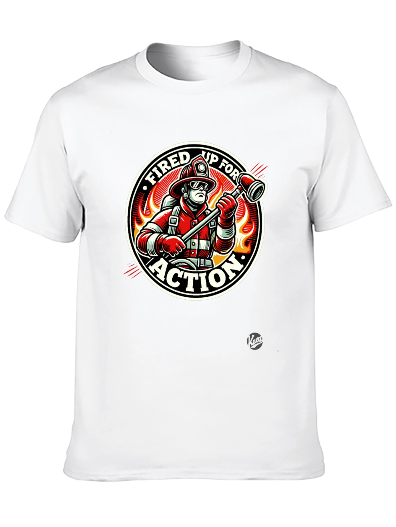 Black Fired Up for Action Firefighter Graphic T-Shirt view 10