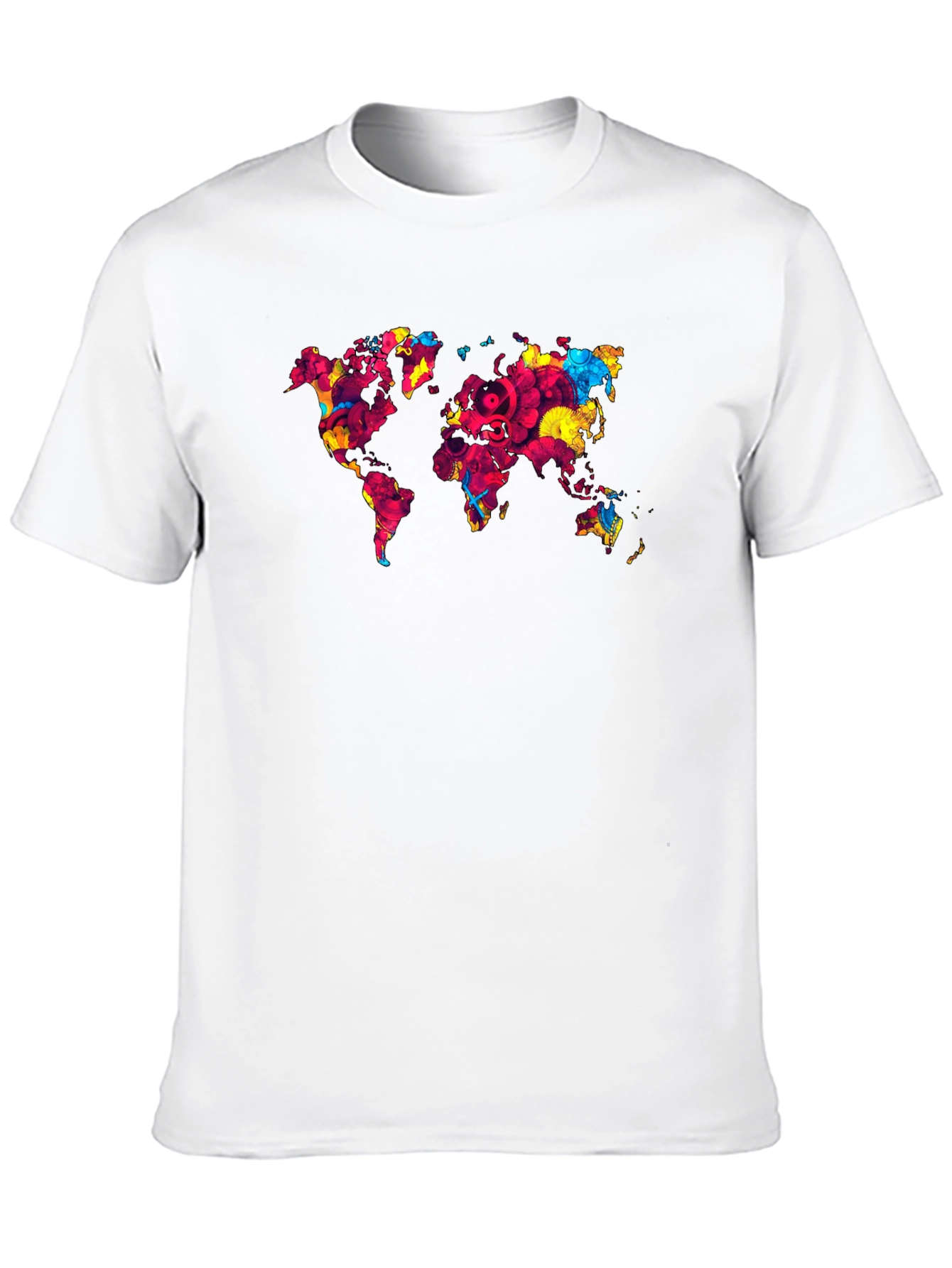 Black World Map Graphic Print Men's Black T-Shirt view 10