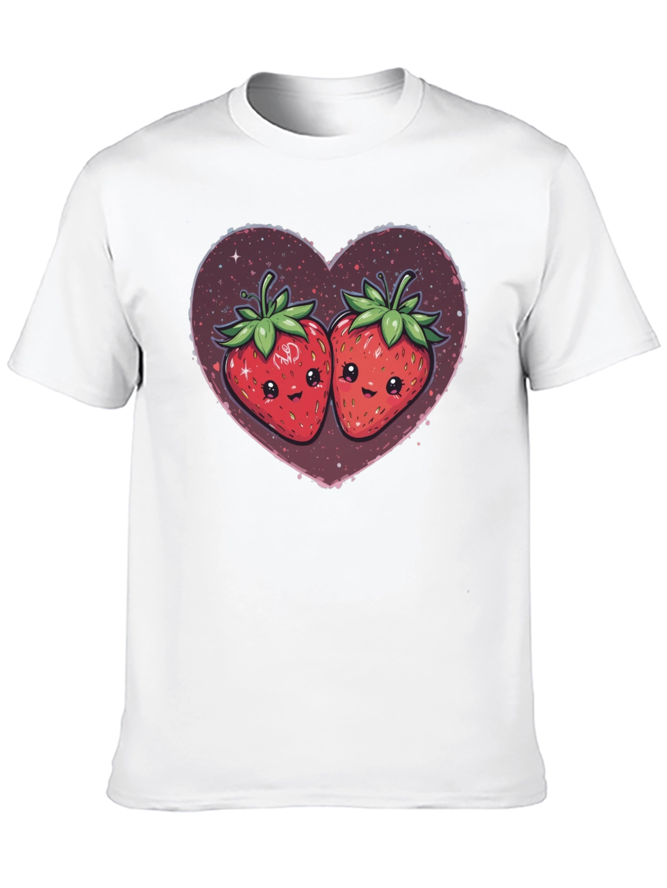 Black Strawberry Heart Kawaii Graphic Tee view 10