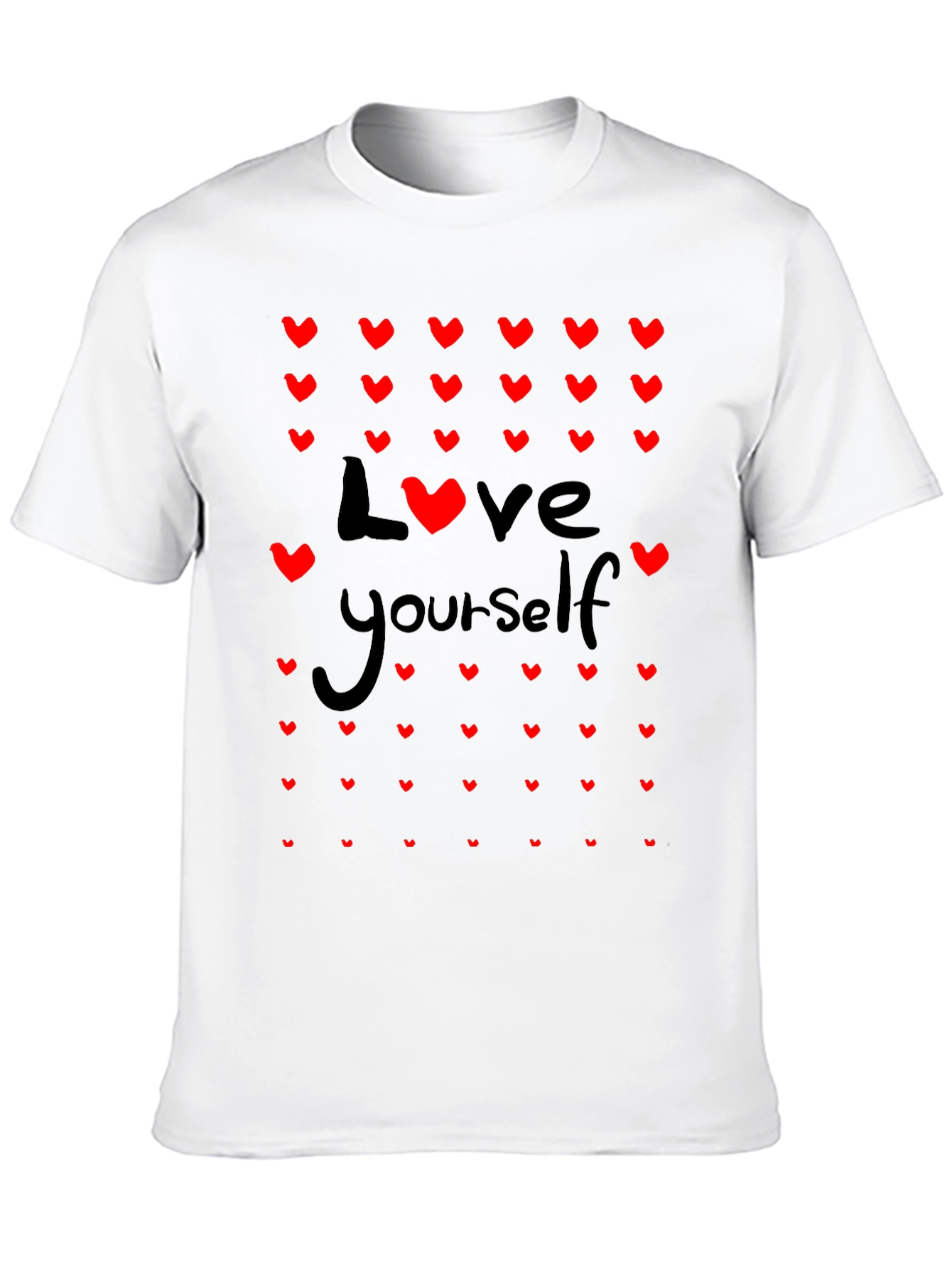 Black Love Yourself Heart Print Black T-Shirt view 10
