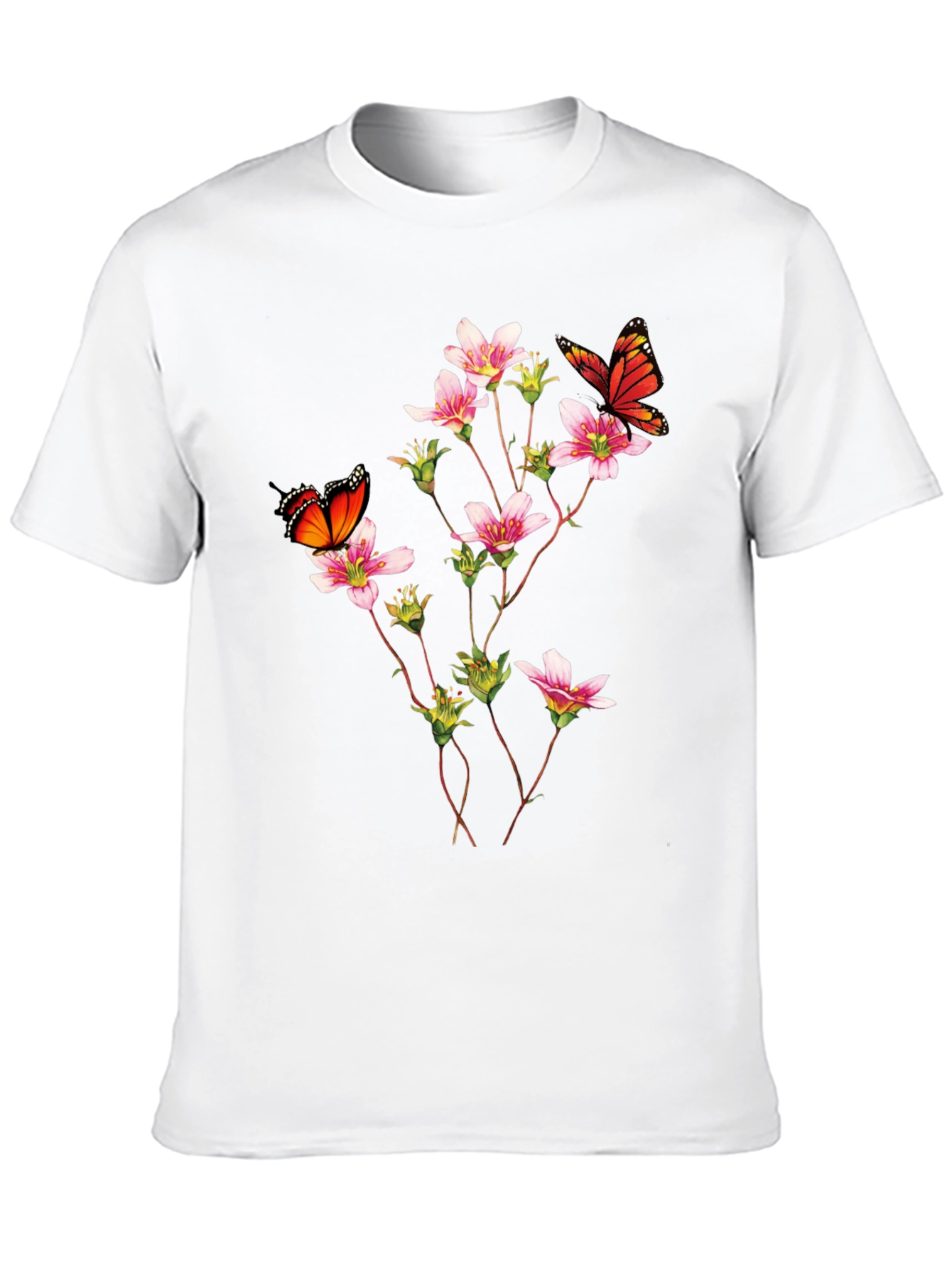Black Butterfly & Floral Print Black T-Shirt view 10