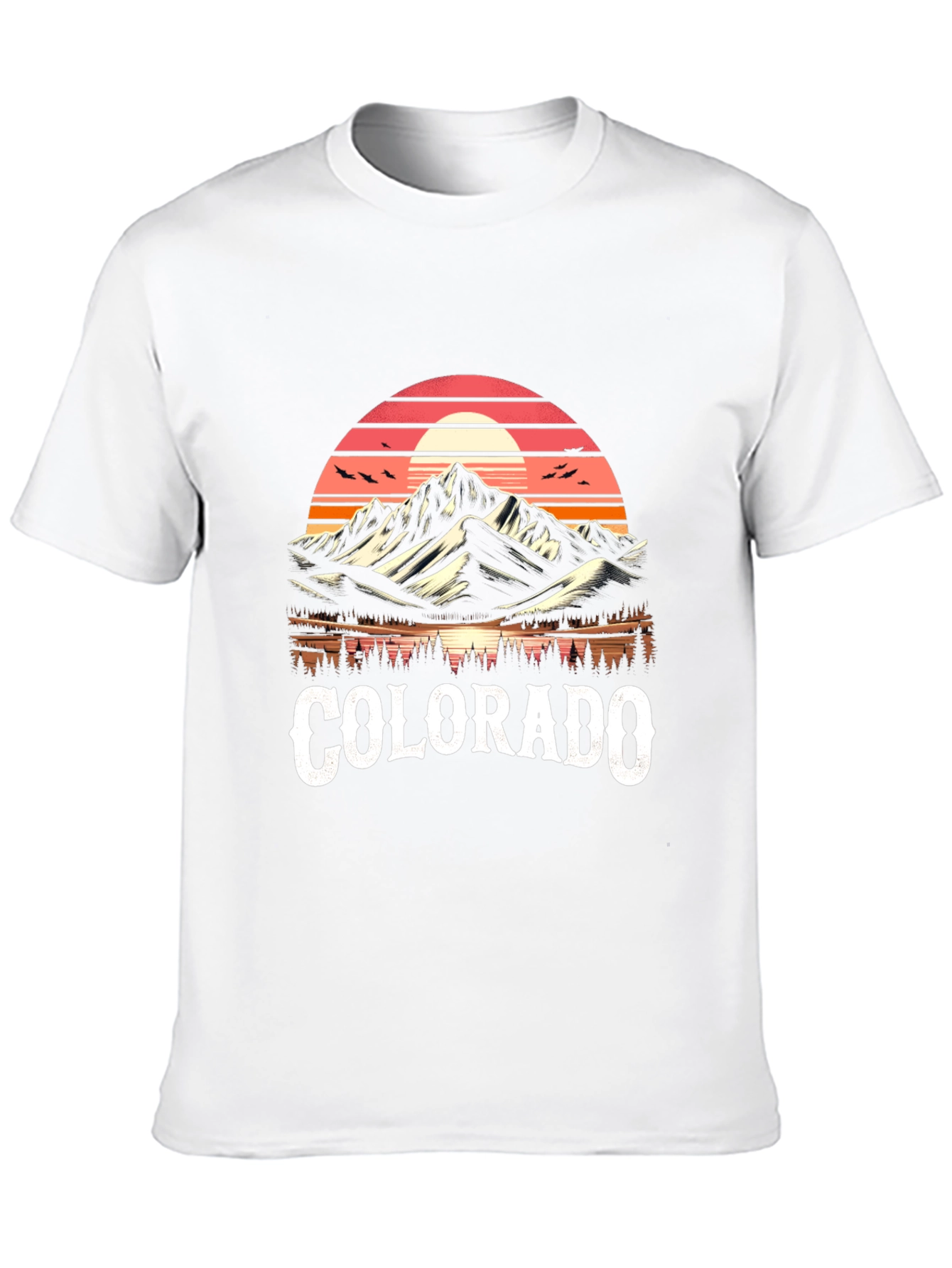 Black Colorado Mountains Retro Graphic T-Shirt view 10