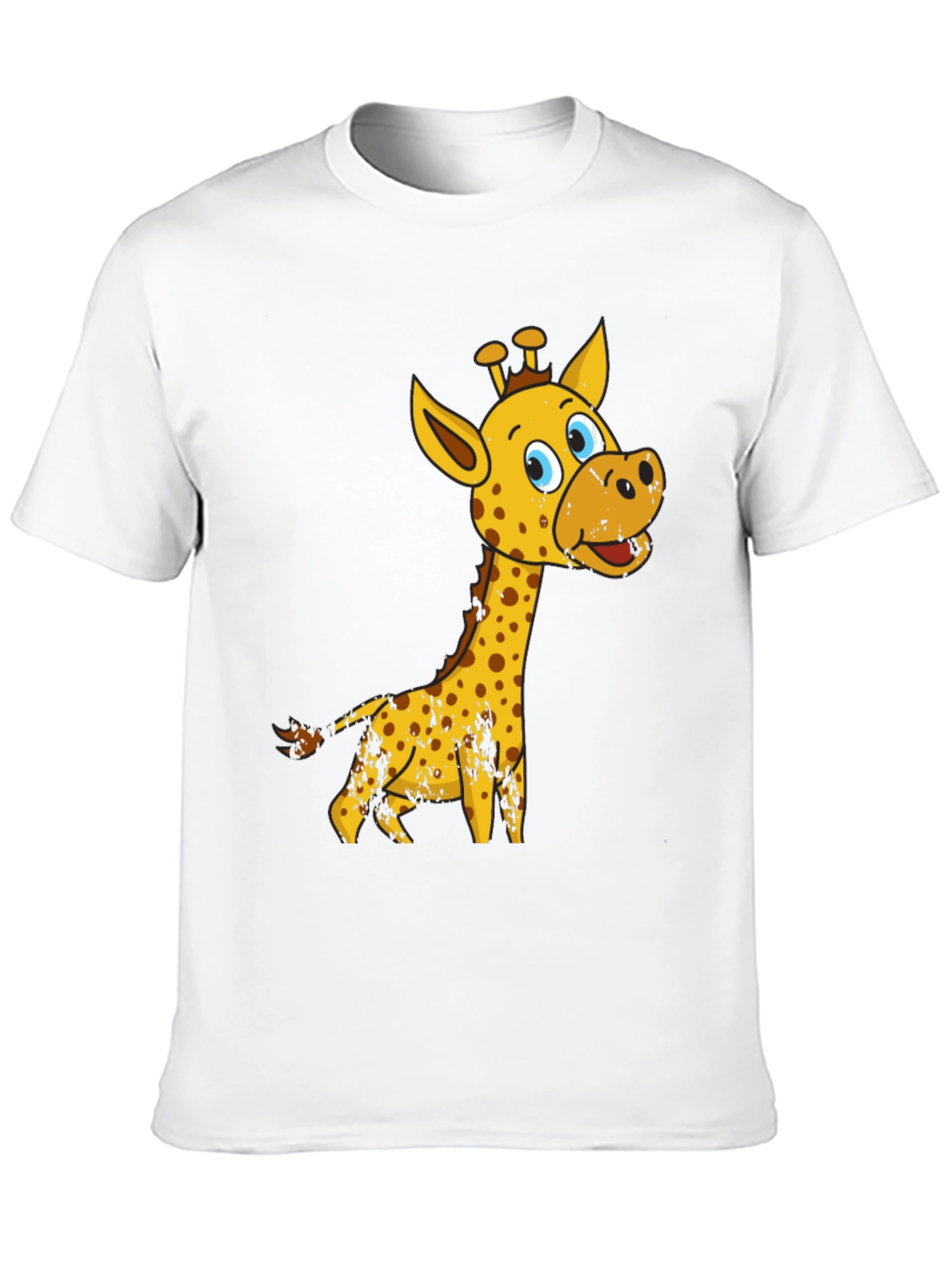 Black Giraffe Cartoon Graphic Tee - Black Cotton Shirt view 10