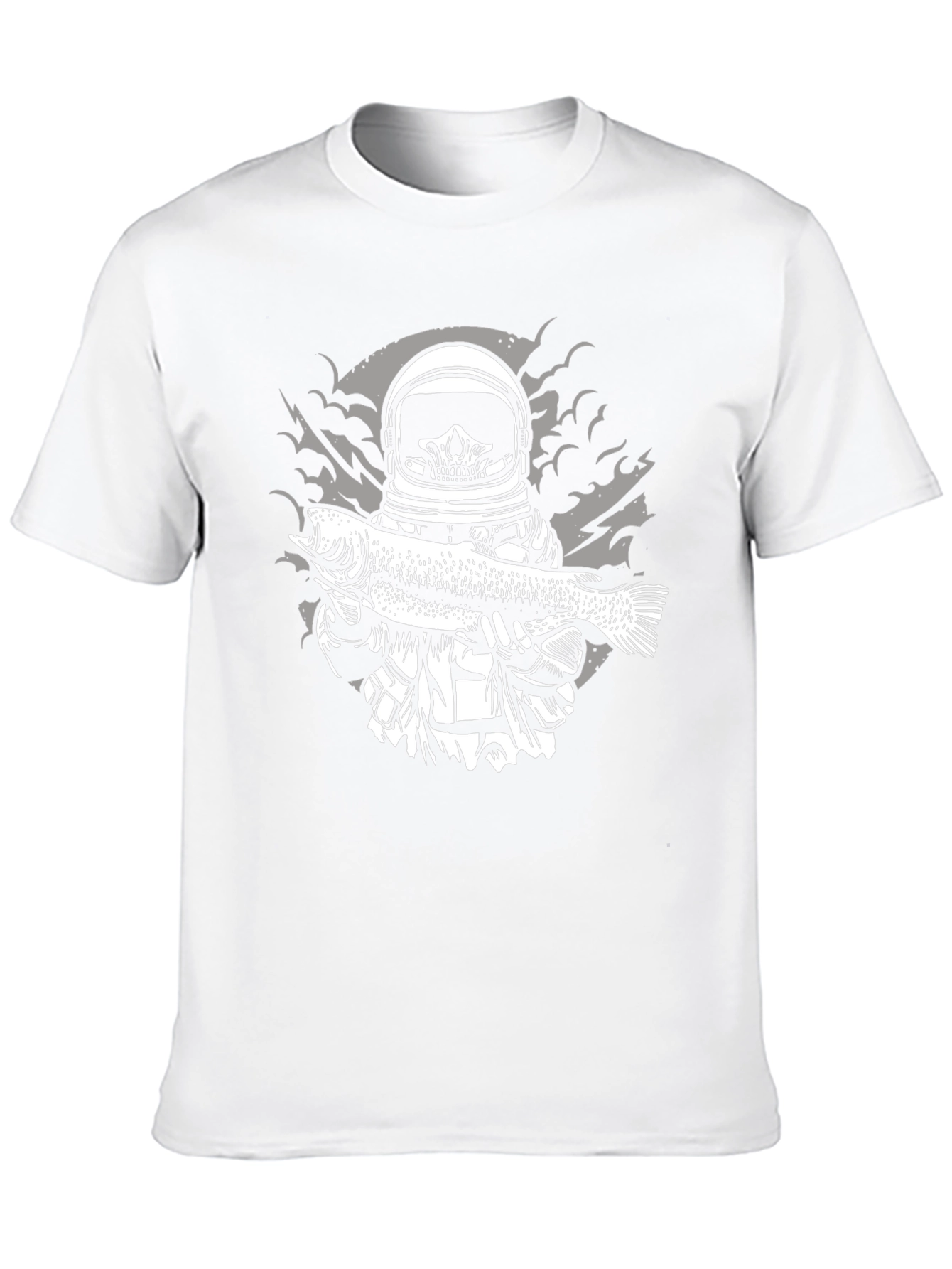 Black Astronaut Skeleton Fish Graphic Tee - Black view 10