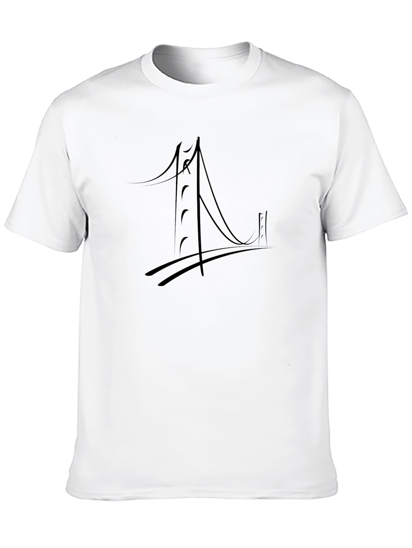 Black Golden Gate Bridge Men's Black T-Shirt view 10