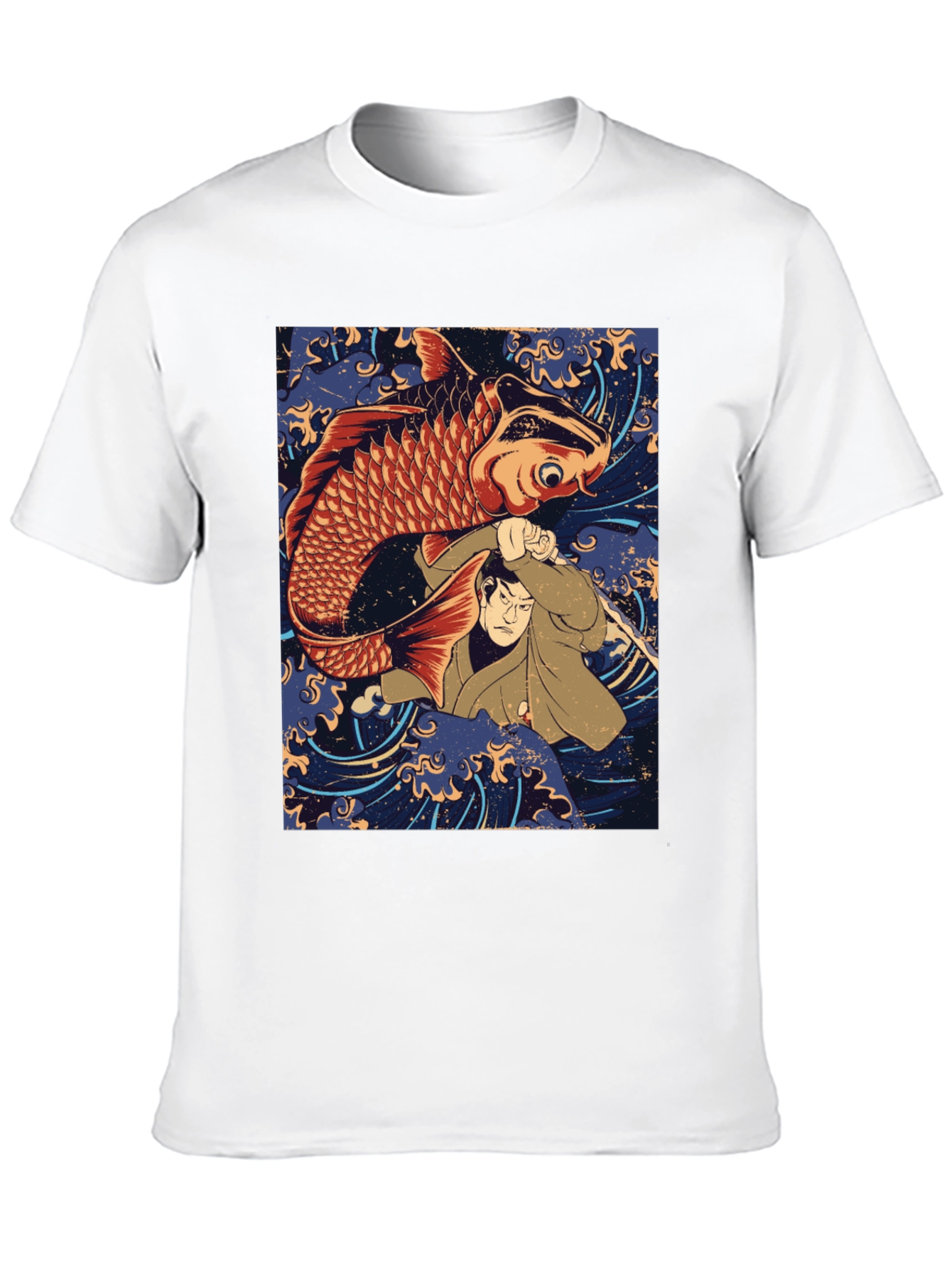 Black Koi Fish & Samurai T-Shirt - Graphic Tee view 10