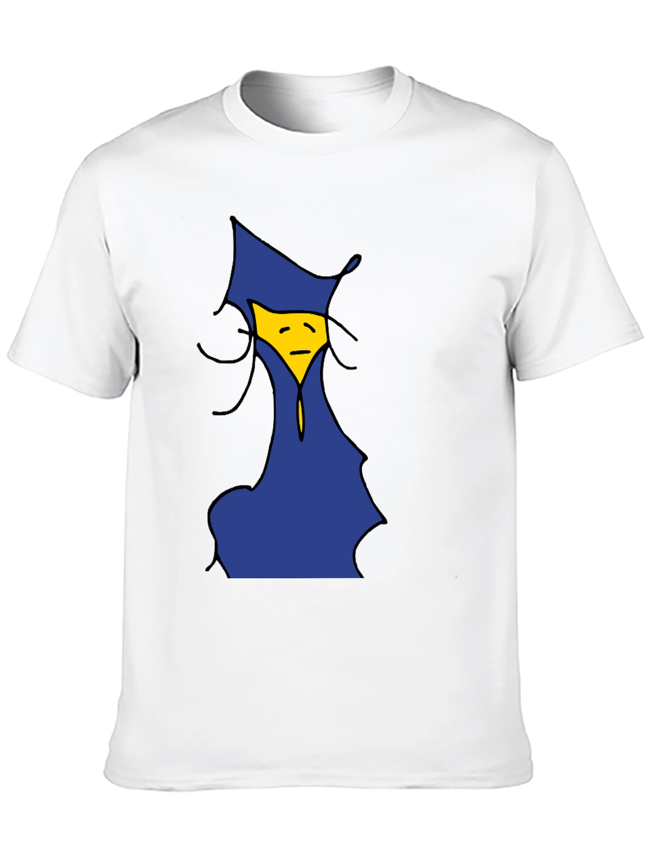 Black Cartoon Sad Face Graphic Tee - Unisex Black T-Shirt view 10