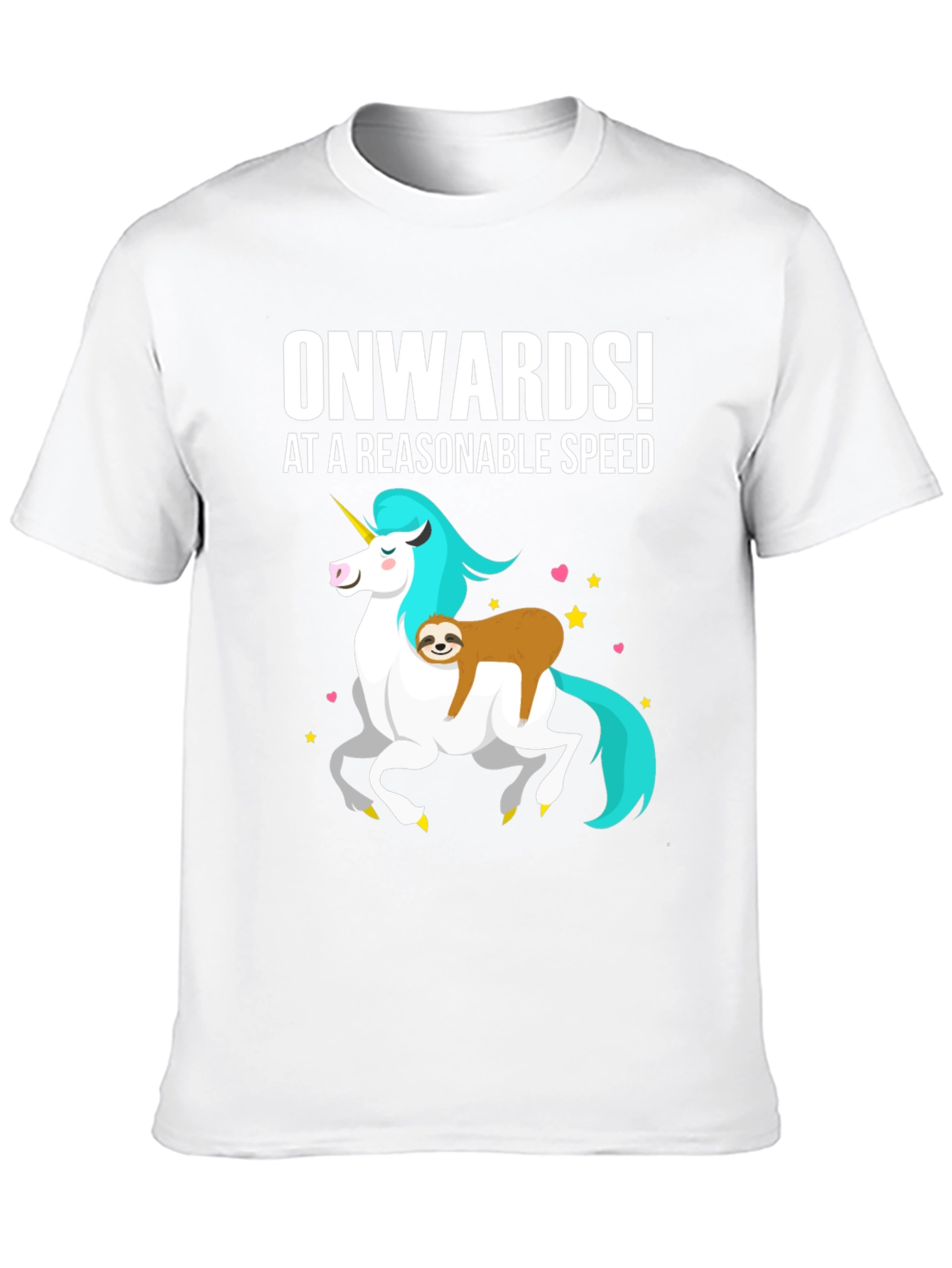 Black Onwards! Sloth Riding Unicorn Graphic Tee view 10