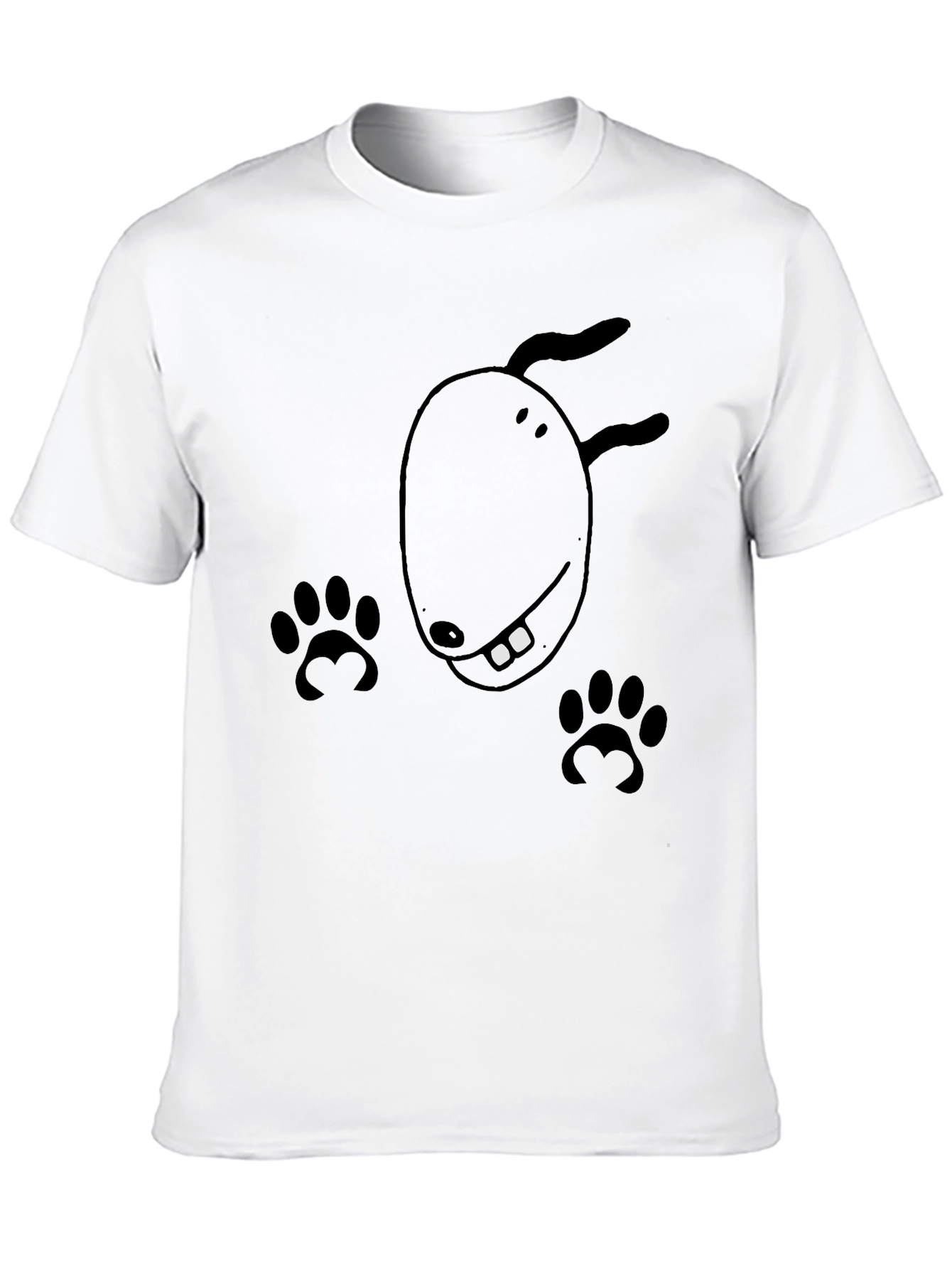 Black Dog Cartoon Graphic Tee - Black Casual T-Shirt view 10