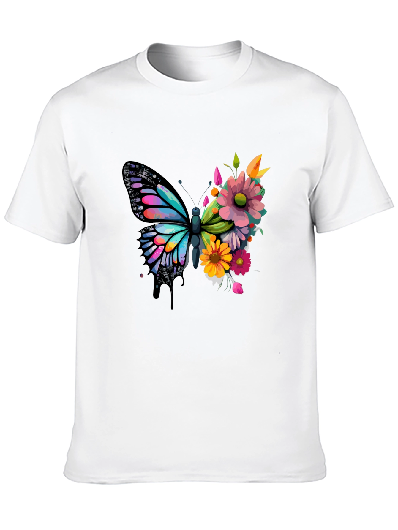 Black Butterfly Floral Graphic Tee - Black view 10