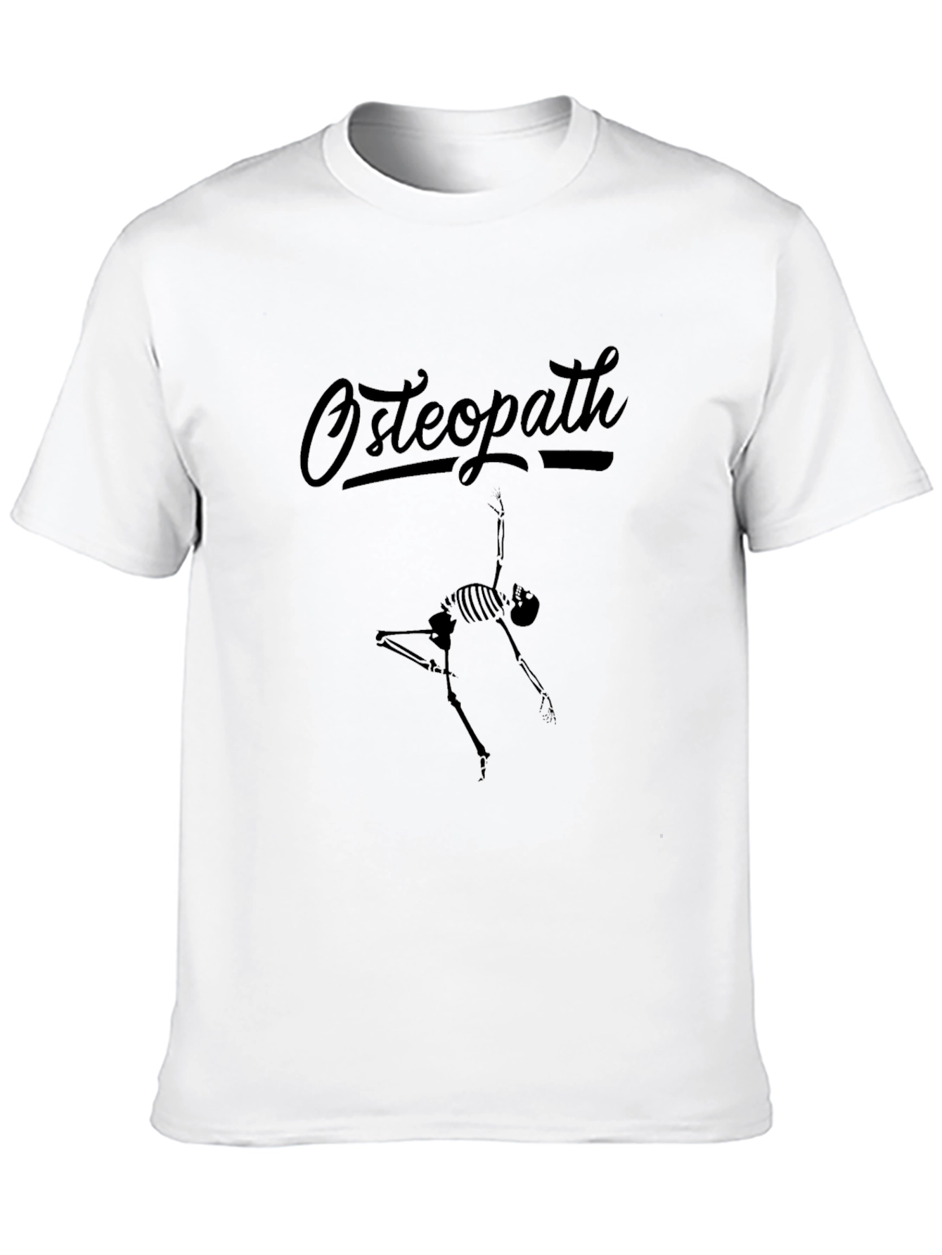 Black Osteopath Skeleton Graphic Tee - Black Crew Neck T-Shirt view 10