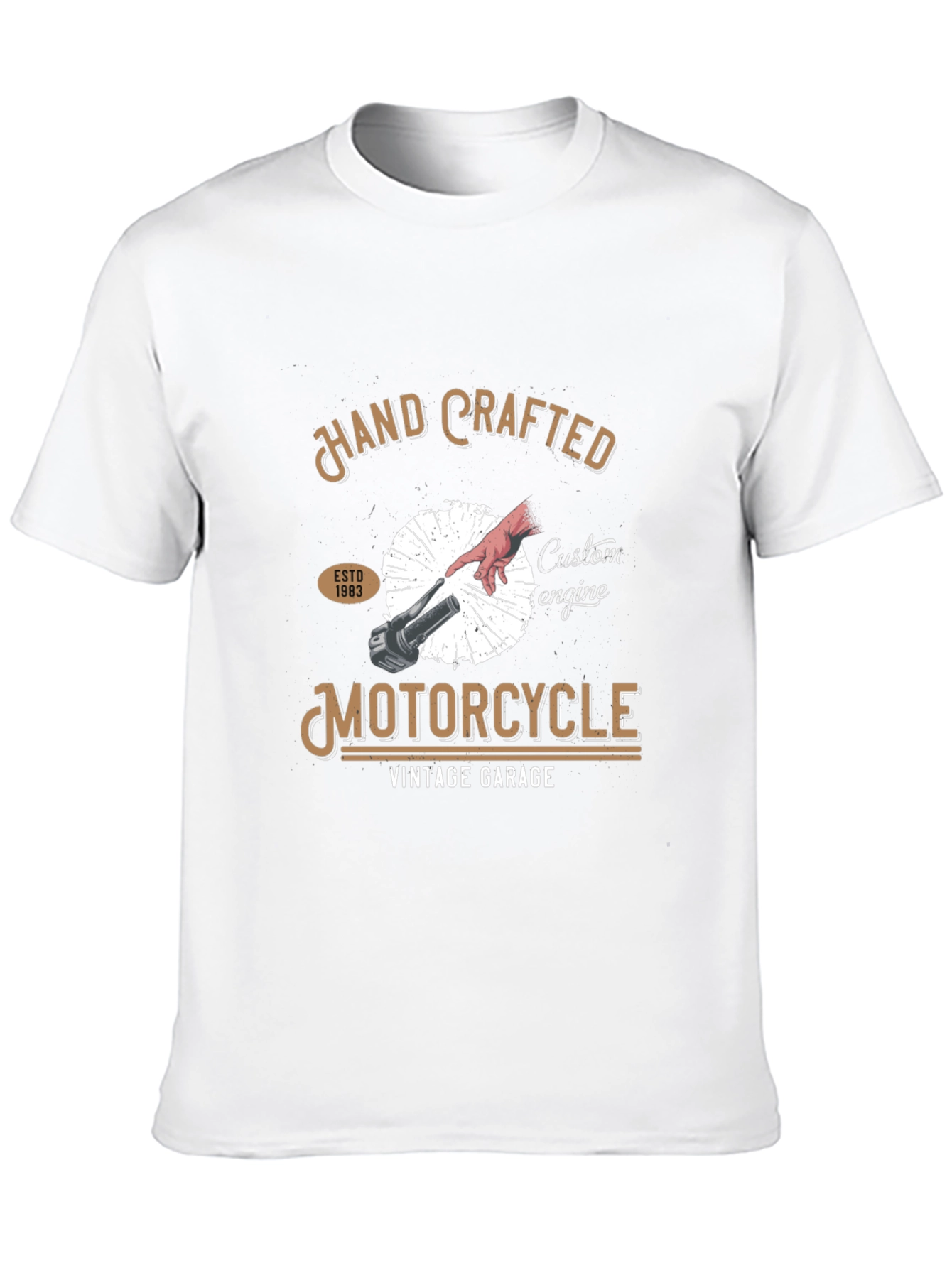 Black Hand Crafted Motorcycle Vintage Garage Tee view 10