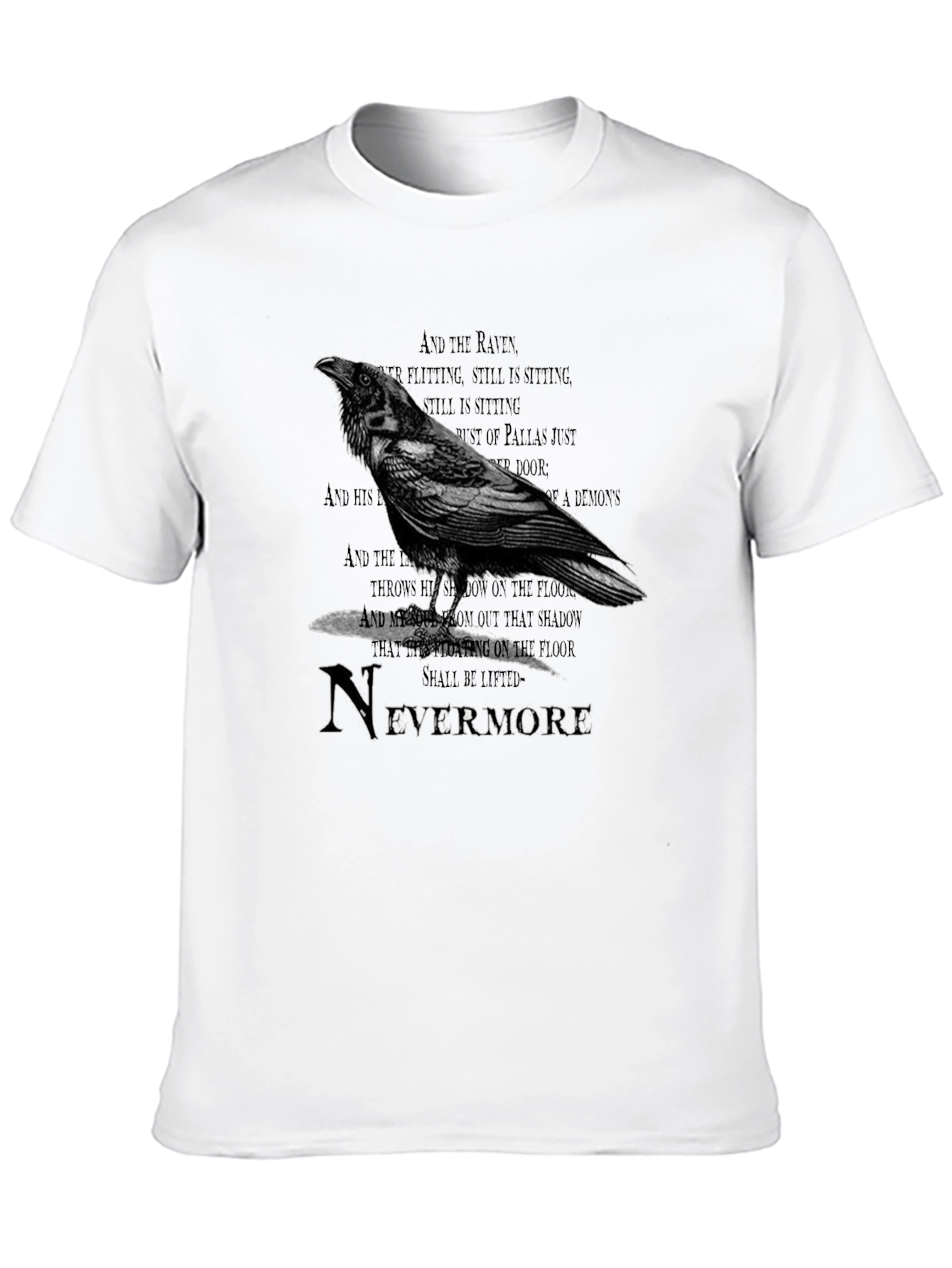 Black Raven Nevermore Graphic T-Shirt - Edgar Allan Poe Inspired view 10