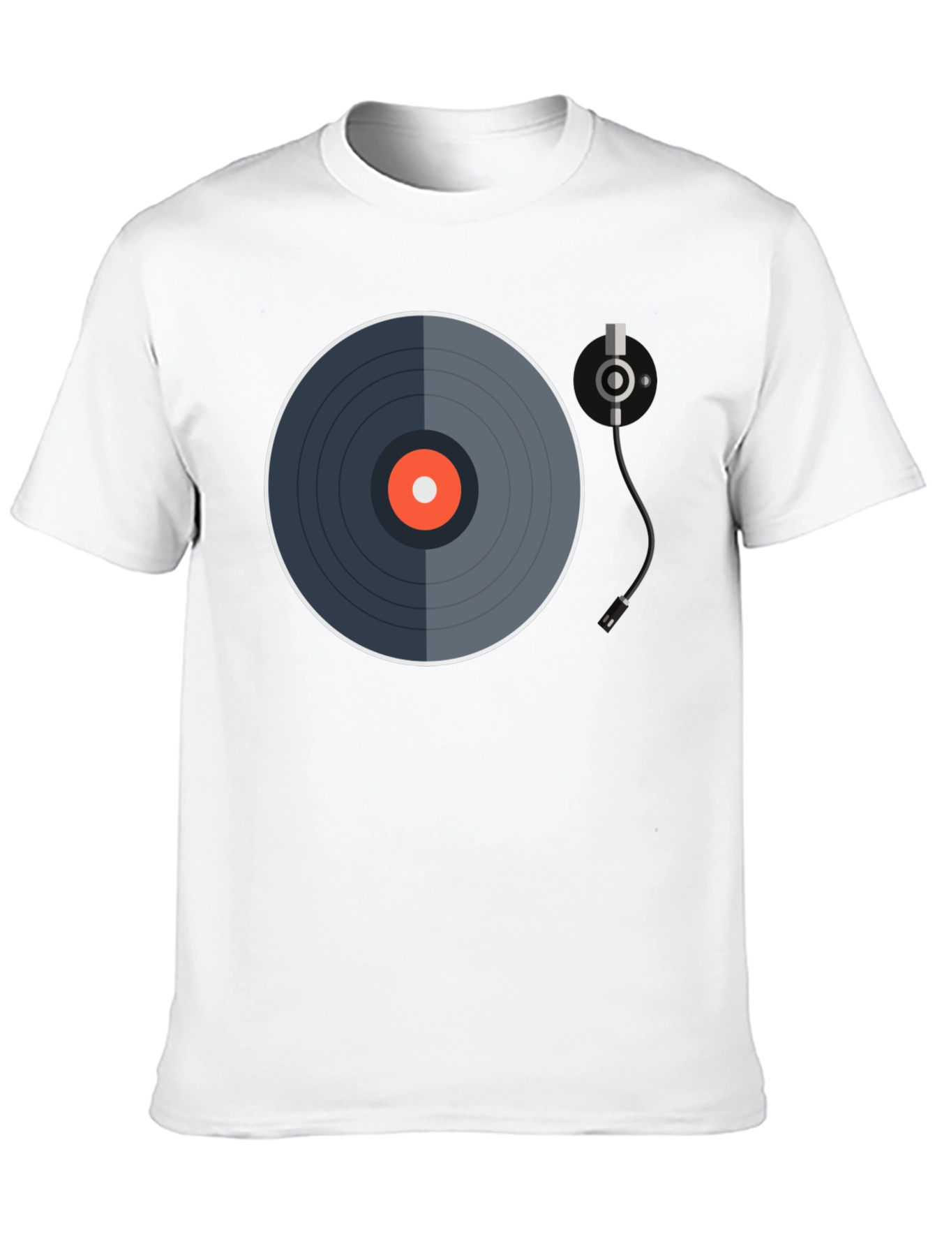 Black Retro Vinyl Record Graphic Tee - Black Cotton Blend view 10