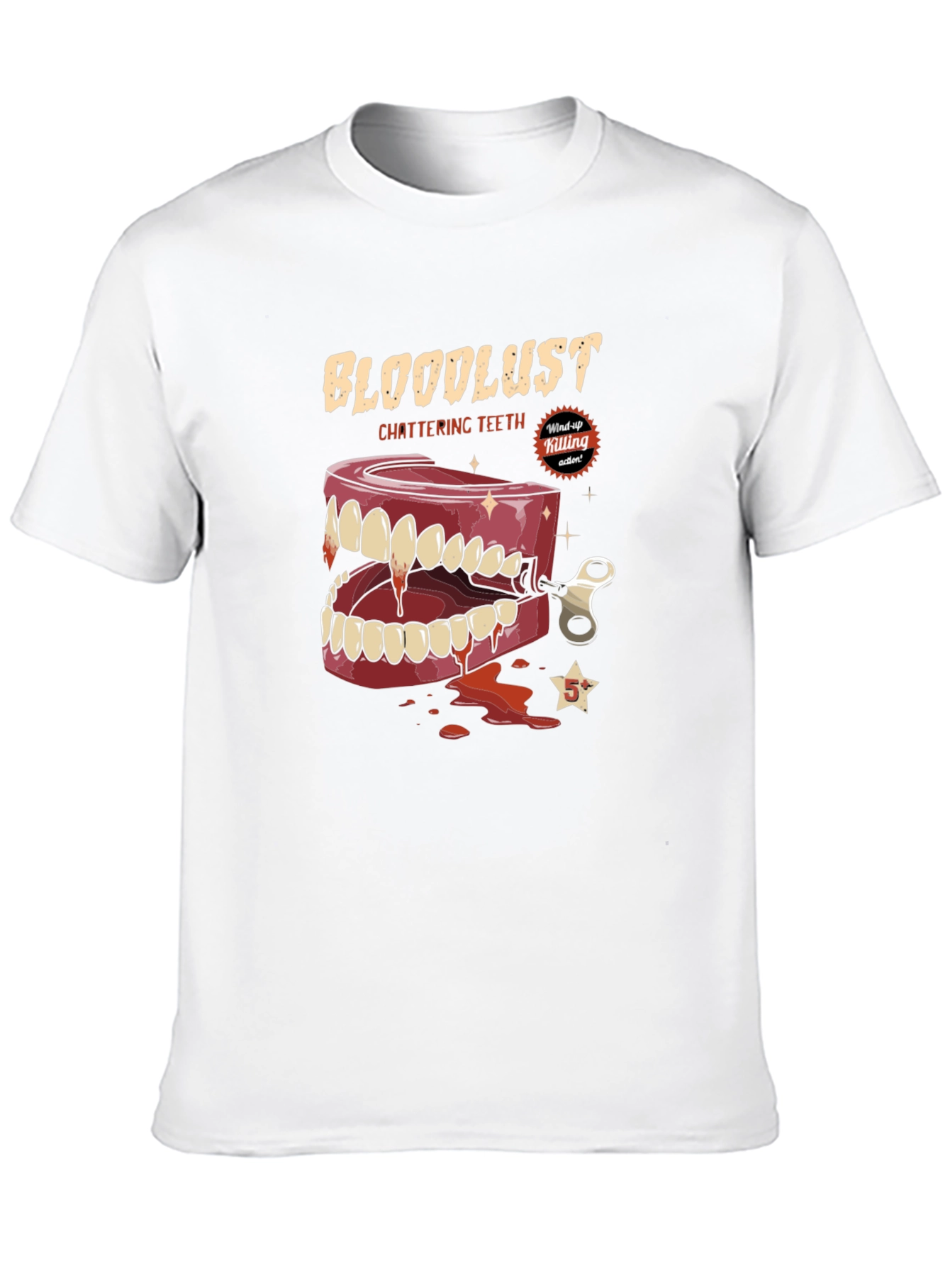 Black Bloodlust Chattering Teeth Graphic Tee - Horror T-Shirt view 10