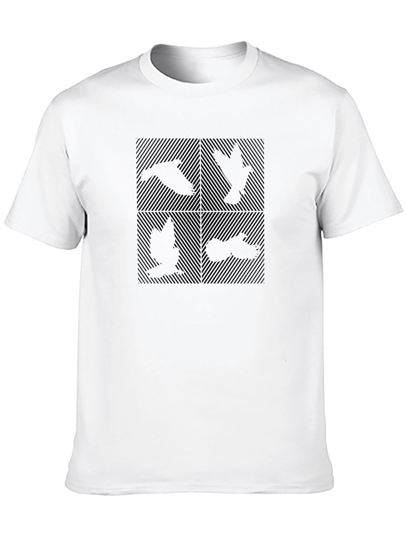 Black Abstract Bird Silhouette Graphic Black T-Shirt view 10