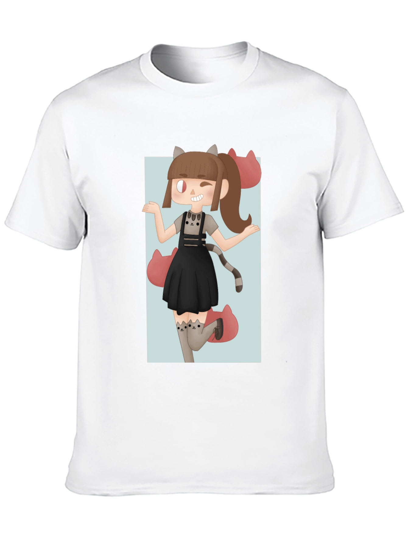 Black Anime Girl Graphic Tee - Black Unisex T-Shirt view 10