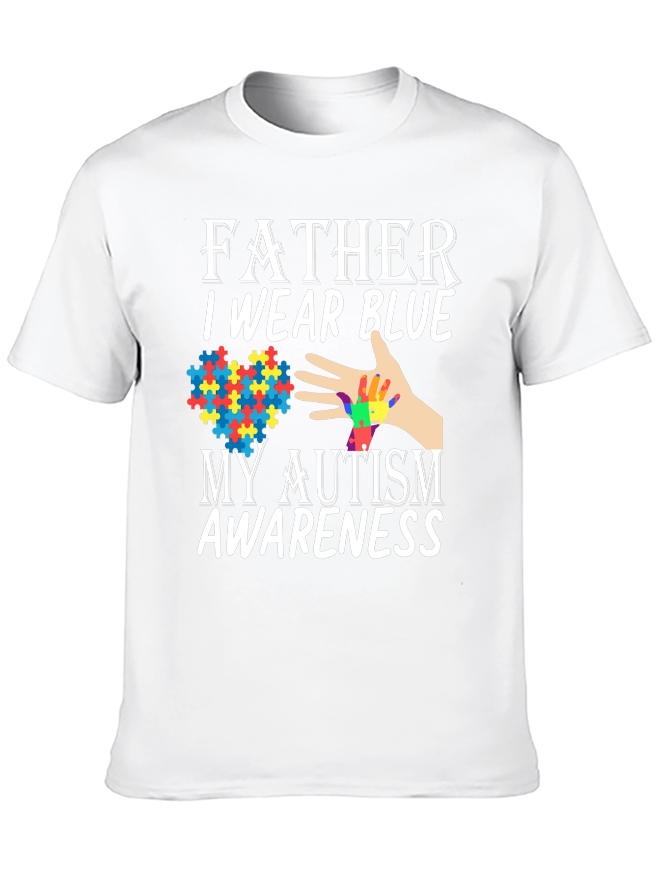 Black Father Autism Awareness Blue T-Shirt view 10
