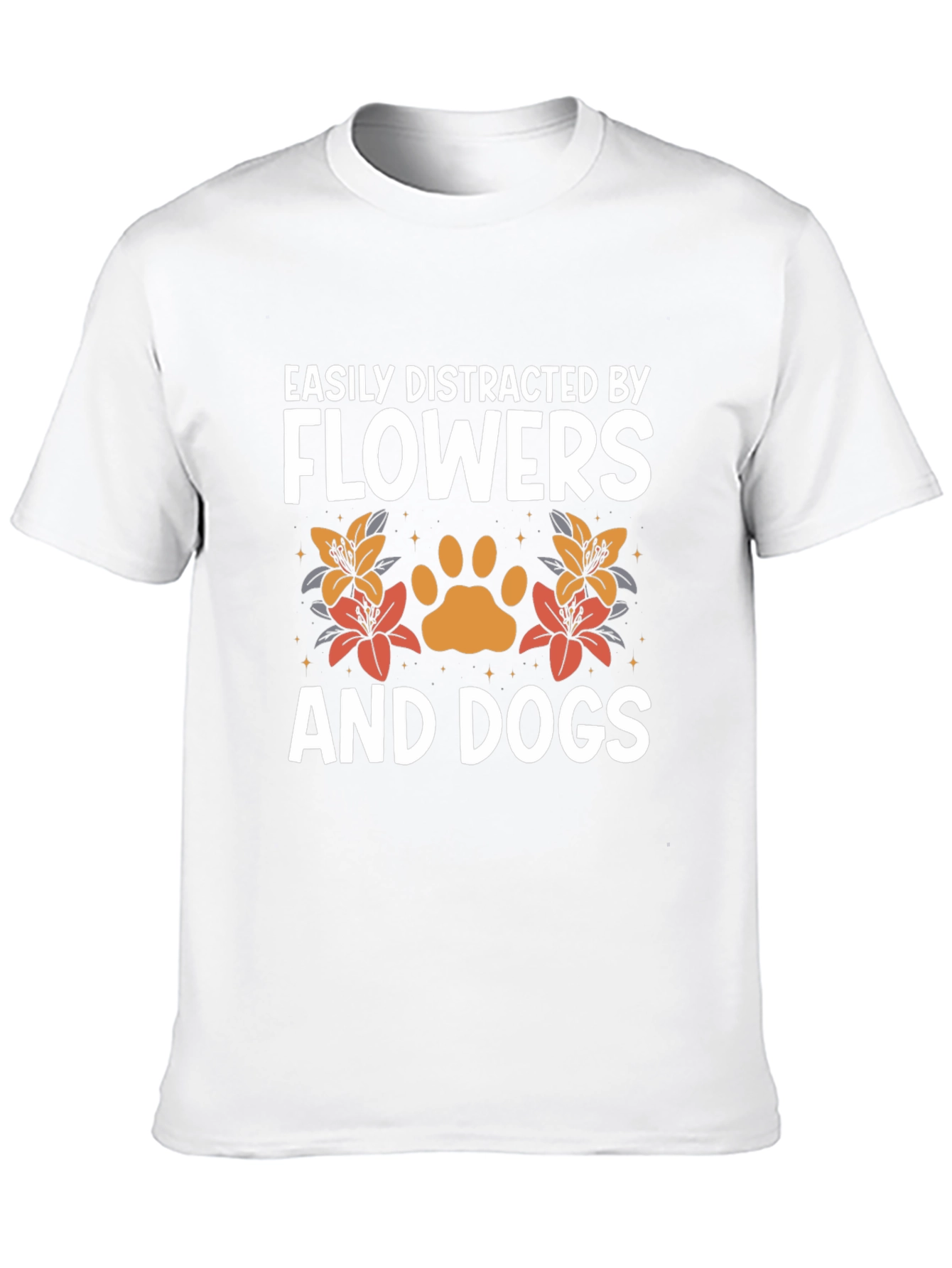 Black Easily Distracted by Flowers and Dogs Tee view 10