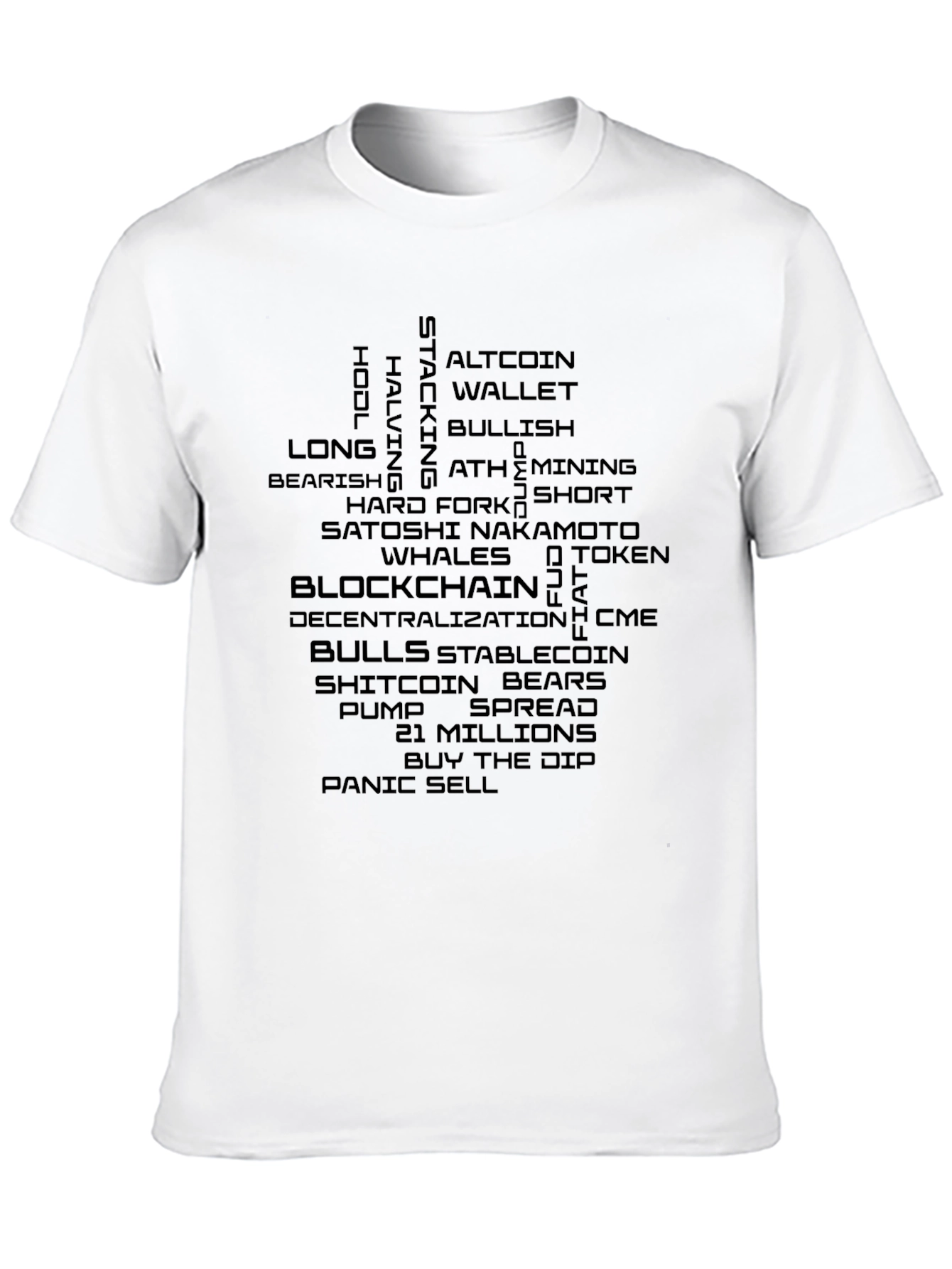Black Crypto Word Art T-Shirt - Blockchain HODL view 10