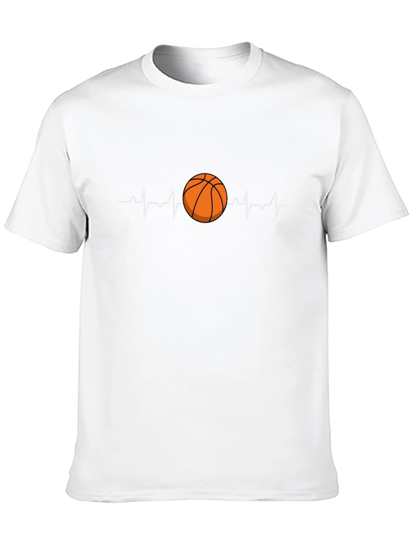Black Basketball Heartbeat T-Shirt - Black Cotton Tee view 10