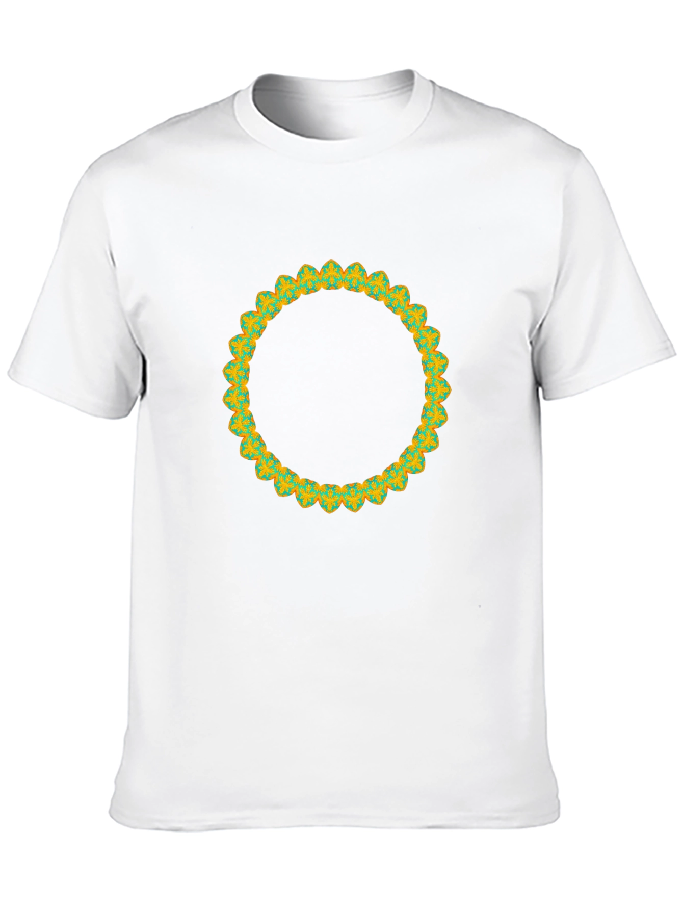 Black Men's Black T-Shirt with Decorative Circular Print view 10