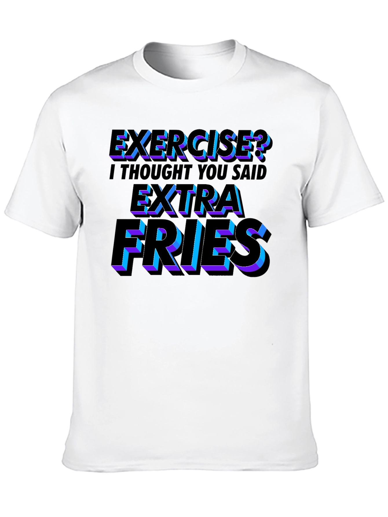 Black Funny Exercise? Extra Fries Men's Black T-Shirt view 10