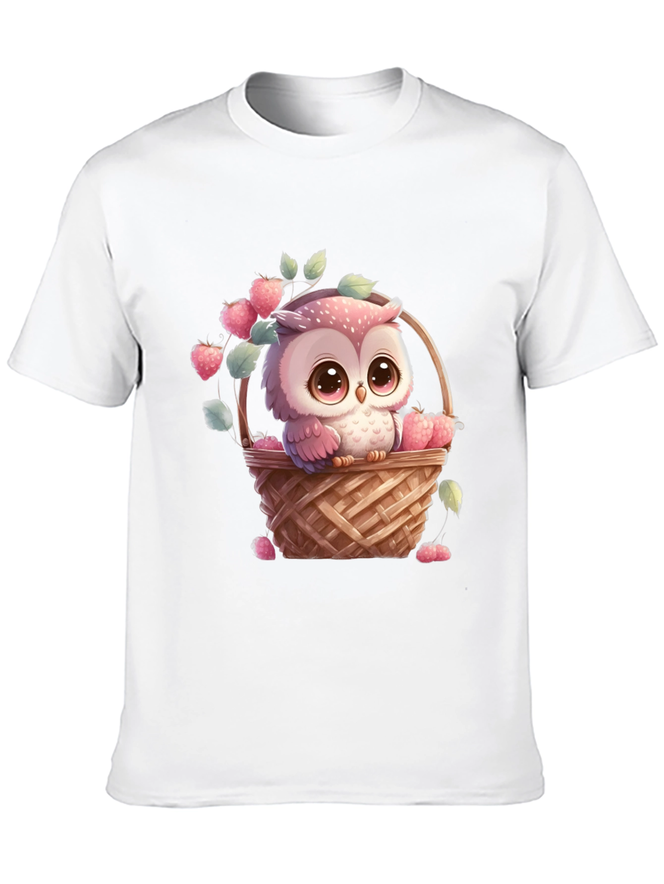 Black Owl in Basket T-Shirt: Cute Cartoon Graphic Tee view 10