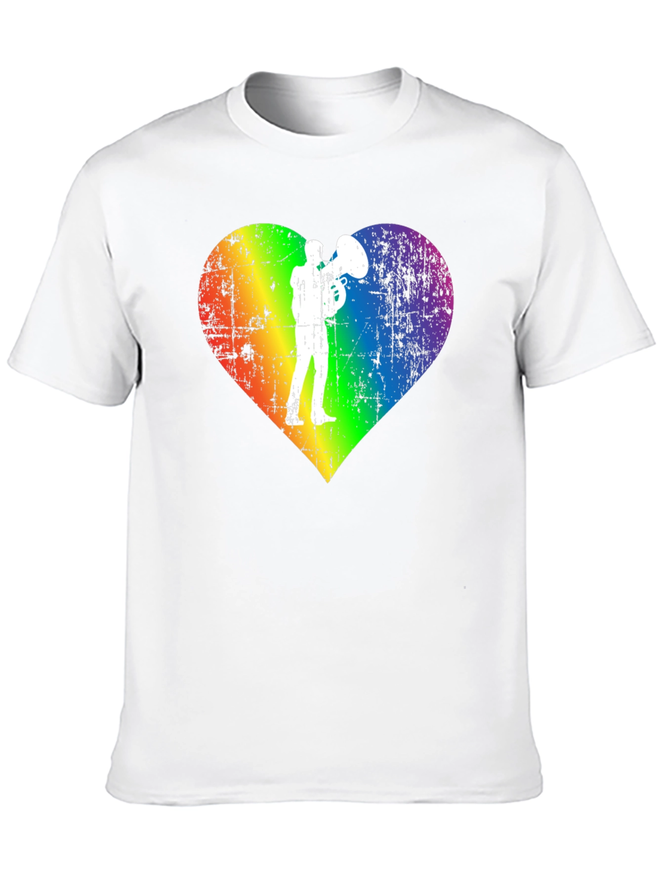 Black Rainbow Heart Tuba Player Black T-Shirt view 10