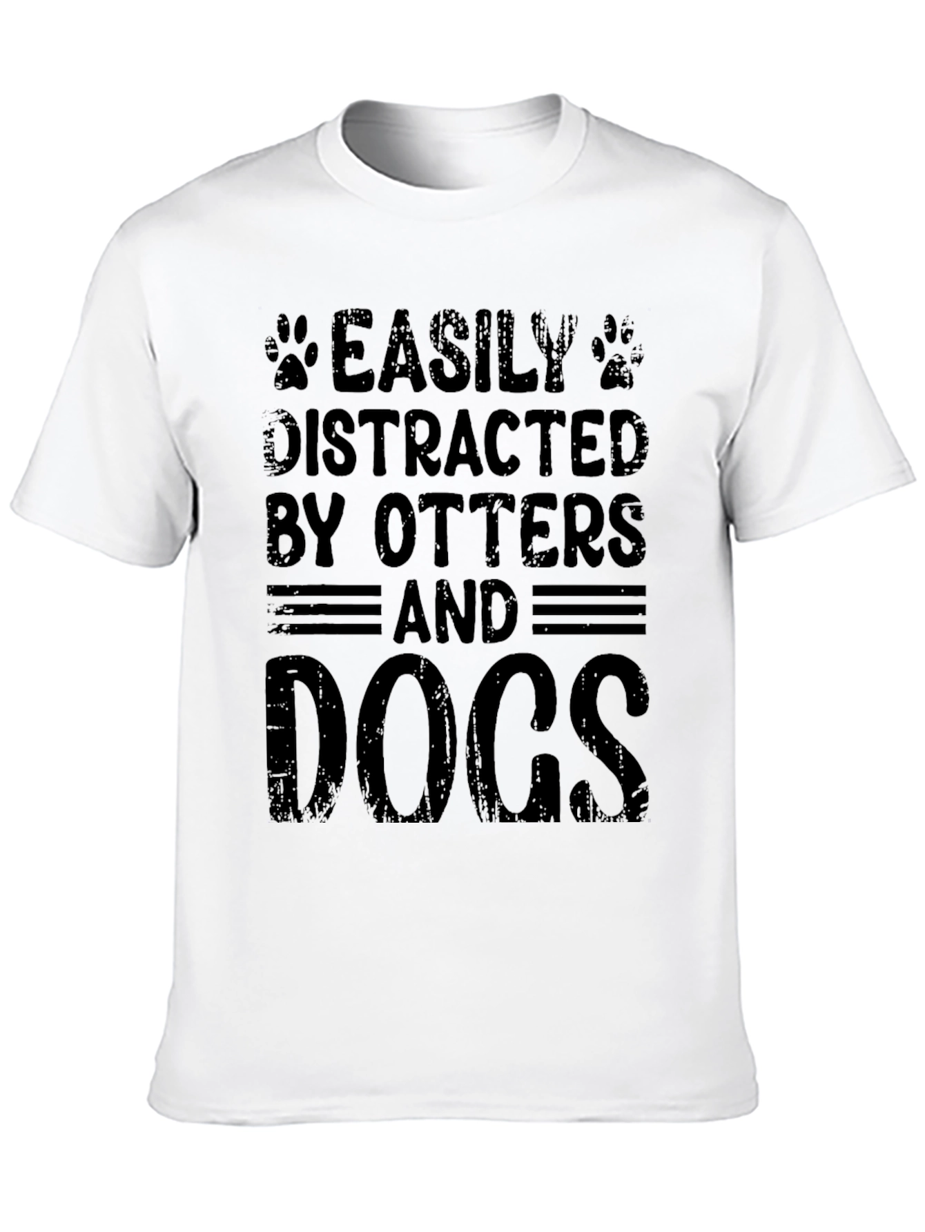 Black Easily Distracted By Otters and Dogs Black T-Shirt view 10