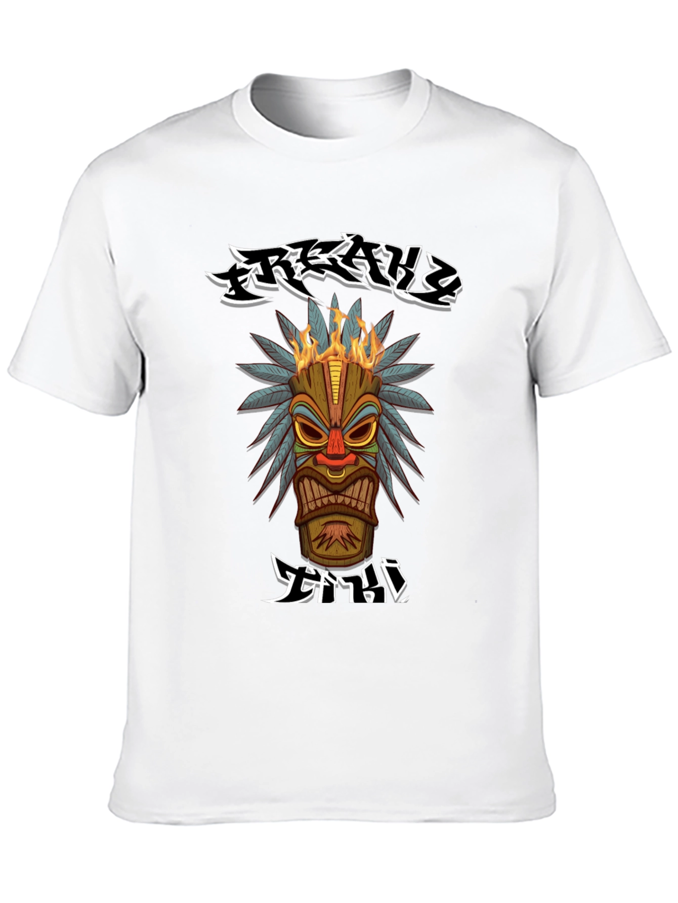 Black Tribal Tiki Head Graphic T-Shirt view 10
