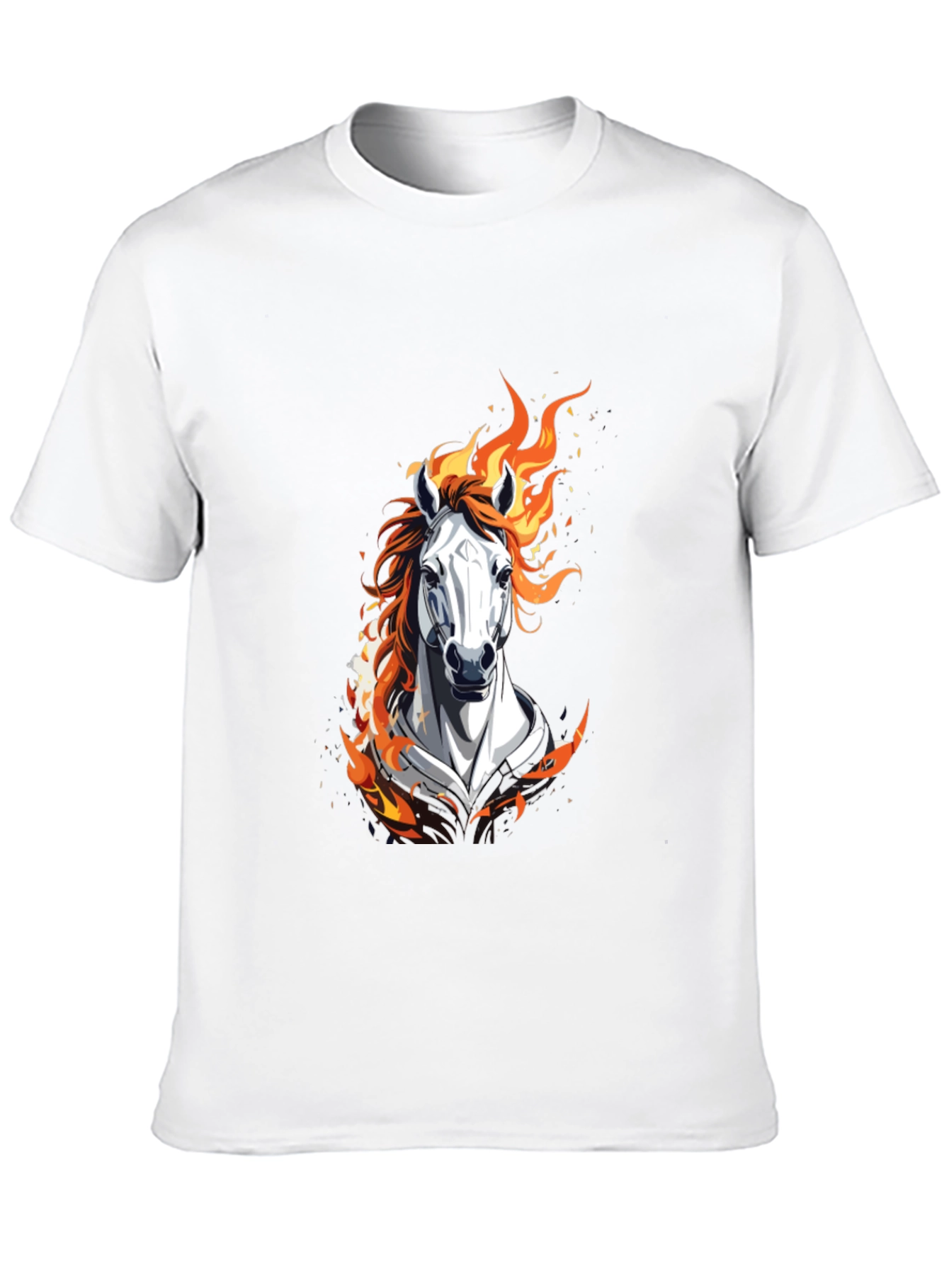 Black Fiery Horse Graphic Black T-Shirt view 10