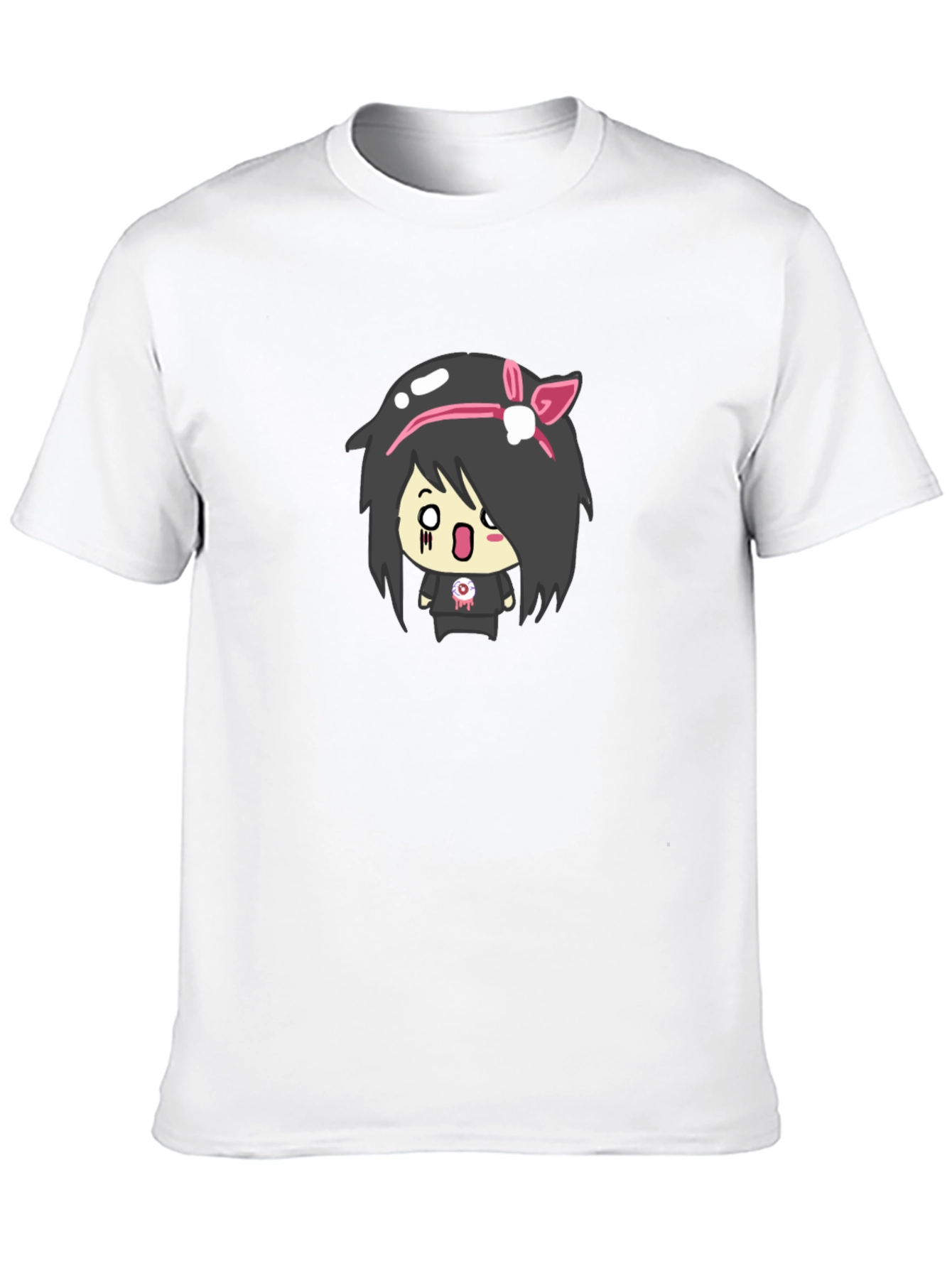 Black Emo Girl Graphic Black T-Shirt view 10
