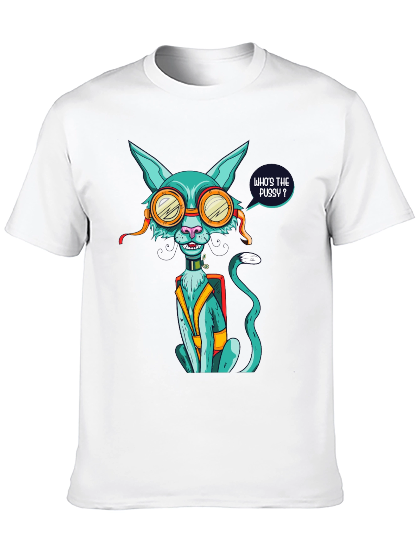 Black Who's the Pussy? Cat Graphic T-Shirt view 10