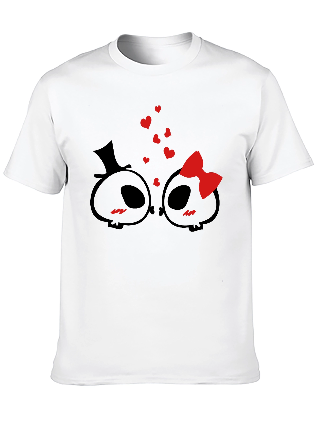 Black Cute Skull Couple Valentine's Day T-Shirt view 10