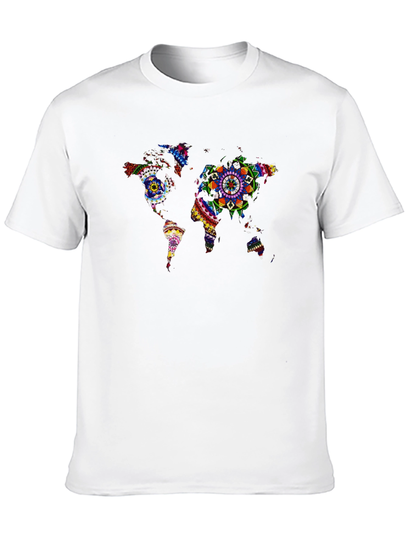 Black World Map Mandala Graphic T-Shirt view 10