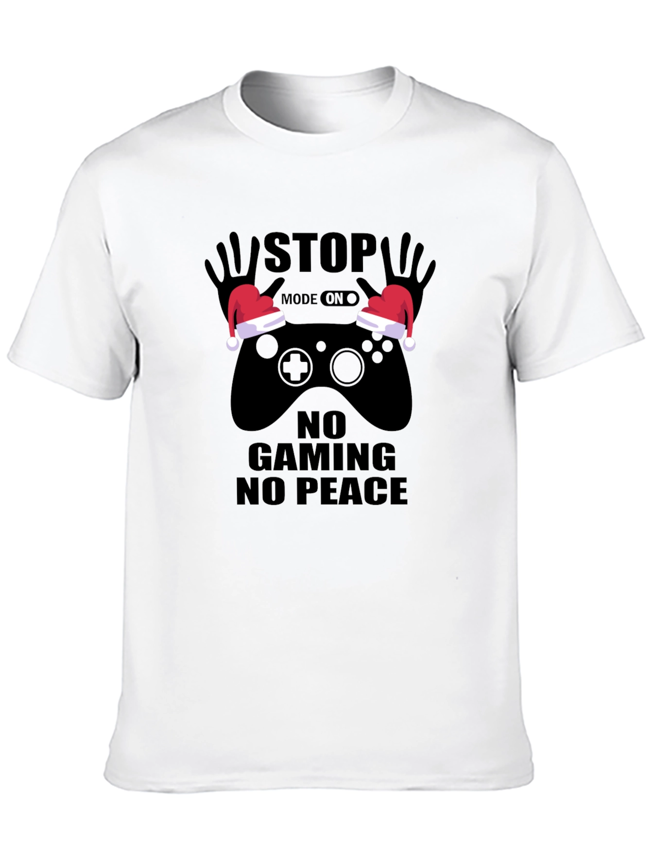 Black Funny Gamer Christmas T-Shirt - Stop Gaming No Peace view 10