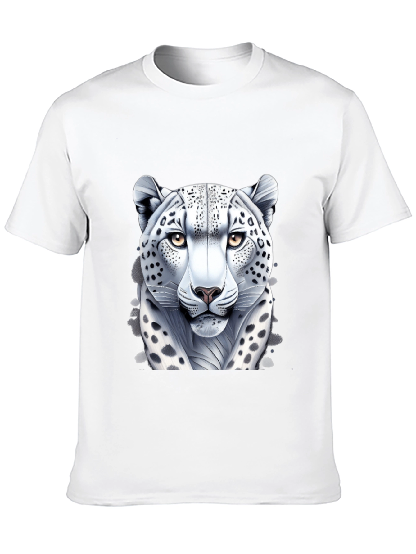 Black Snow Leopard Graphic Tee - Black Cotton Shirt view 10