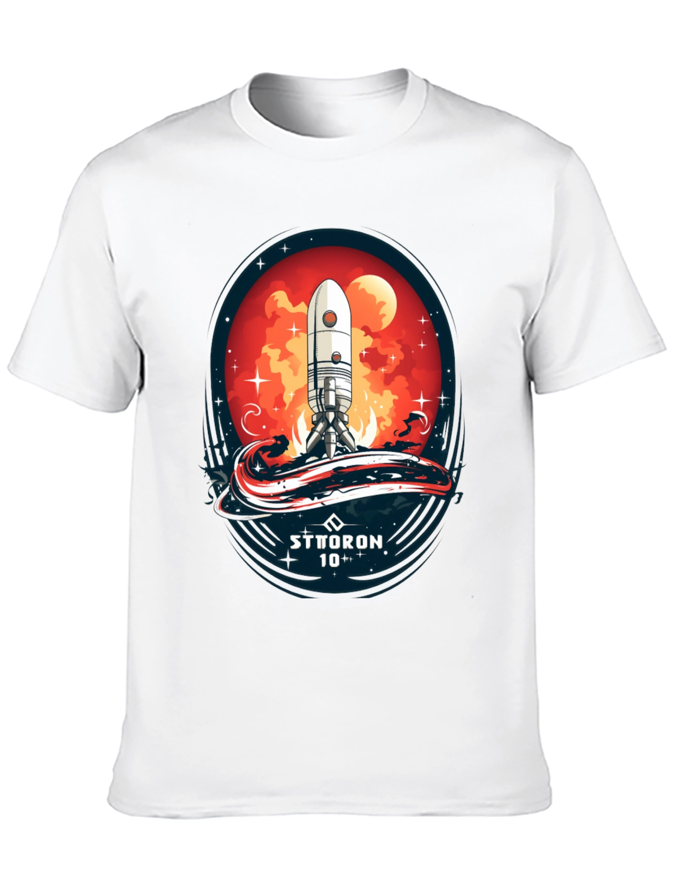 Black Sci-Fi Rocket Launch T-Shirt - Sttoron 10+ view 10