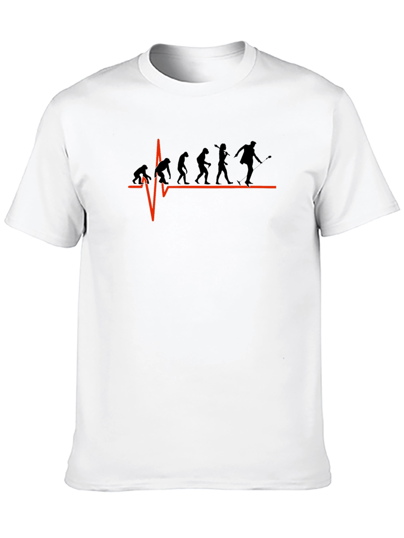 Black Evolution Heartbeat T-Shirt - Black Cotton Tee view 10