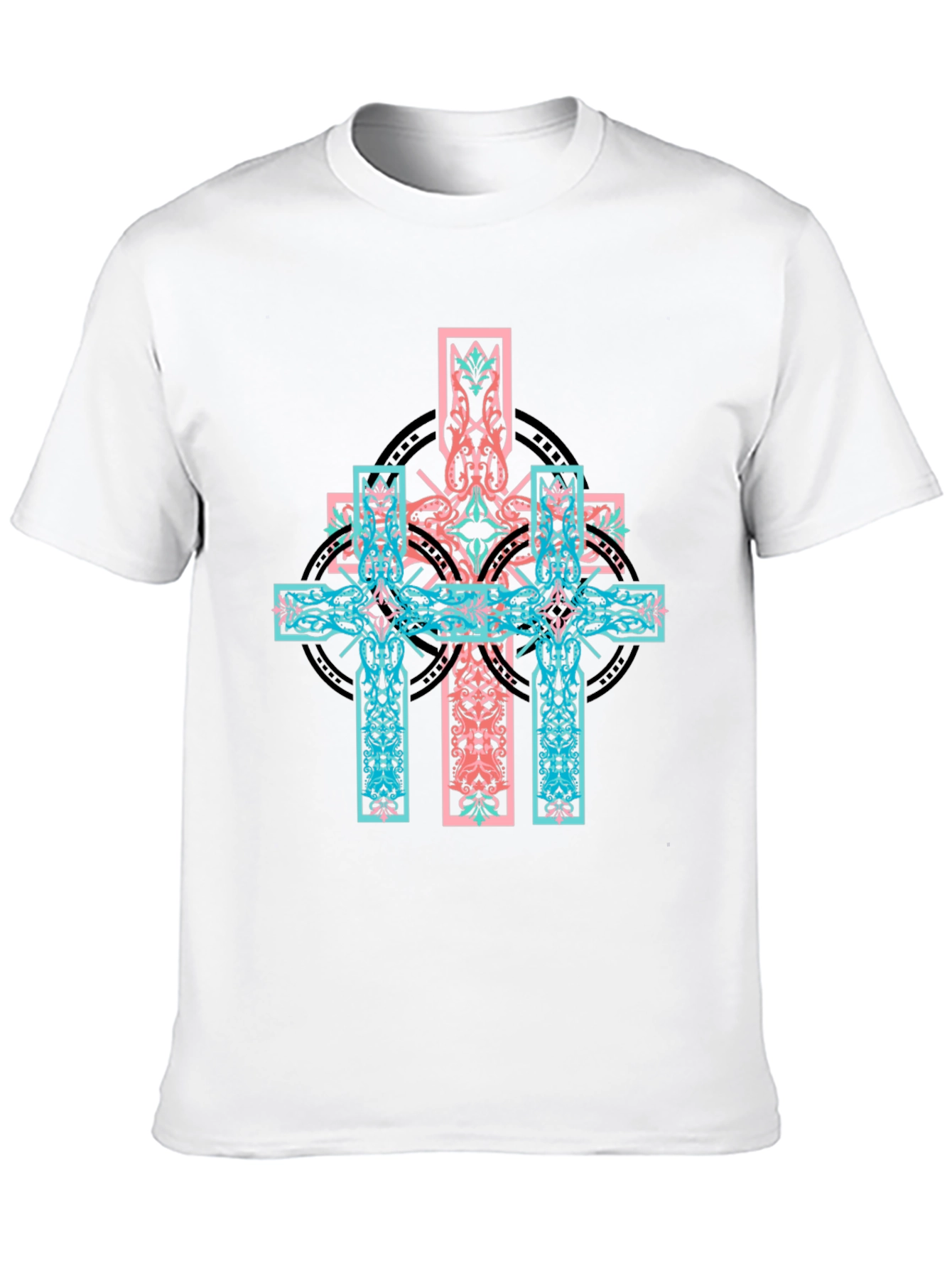 Black Celtic Cross Graphic Print Black T-Shirt view 10