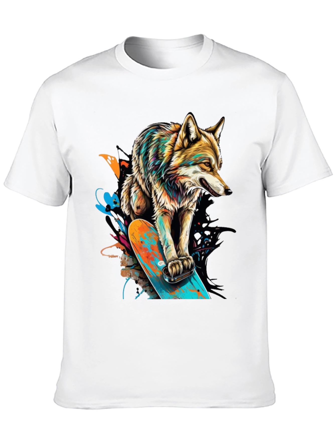 Black Wolf Skateboard Graphic T-Shirt - Urban Streetwear view 10
