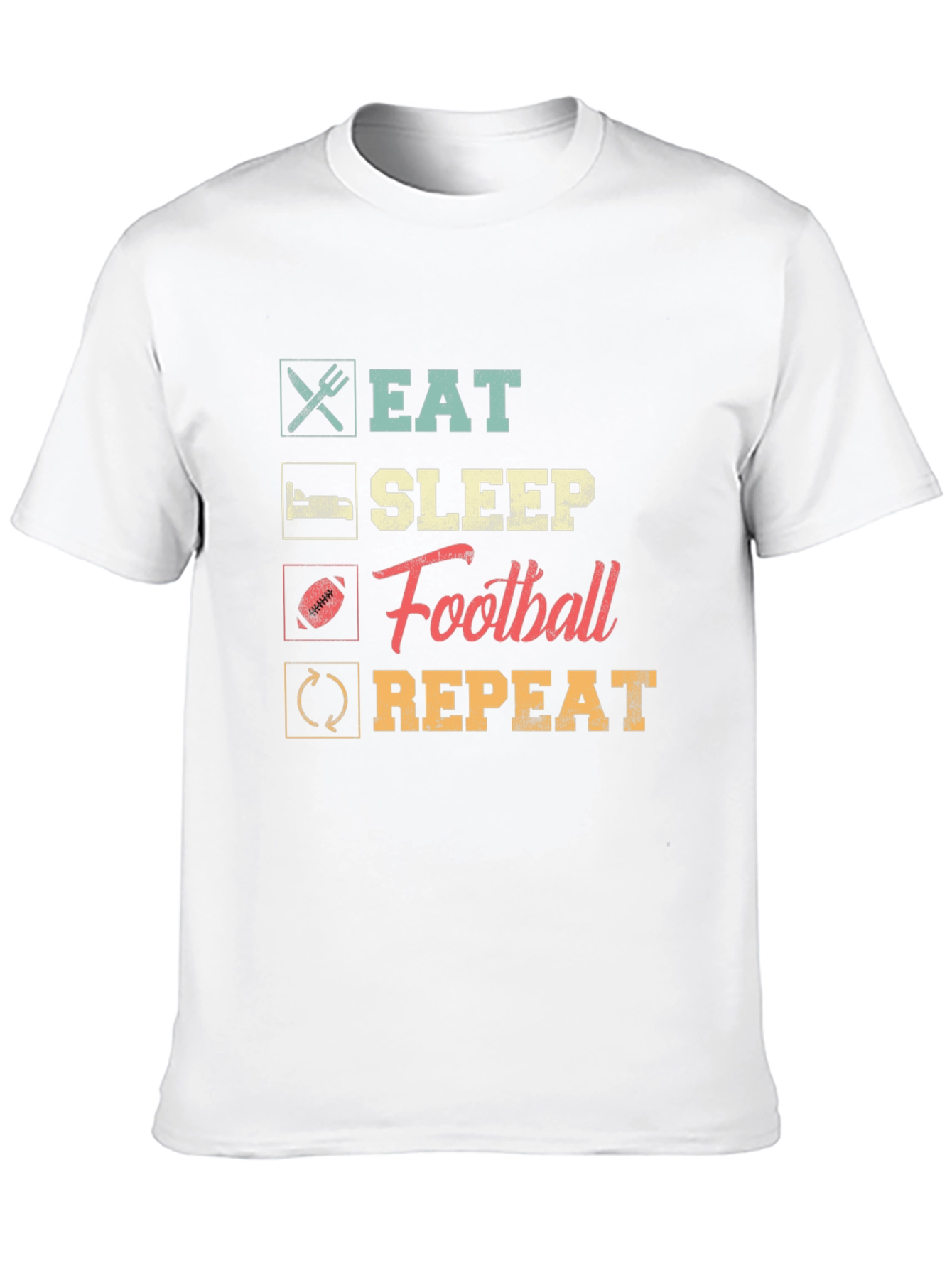 Black Eat Sleep Football Repeat Black Tee view 10